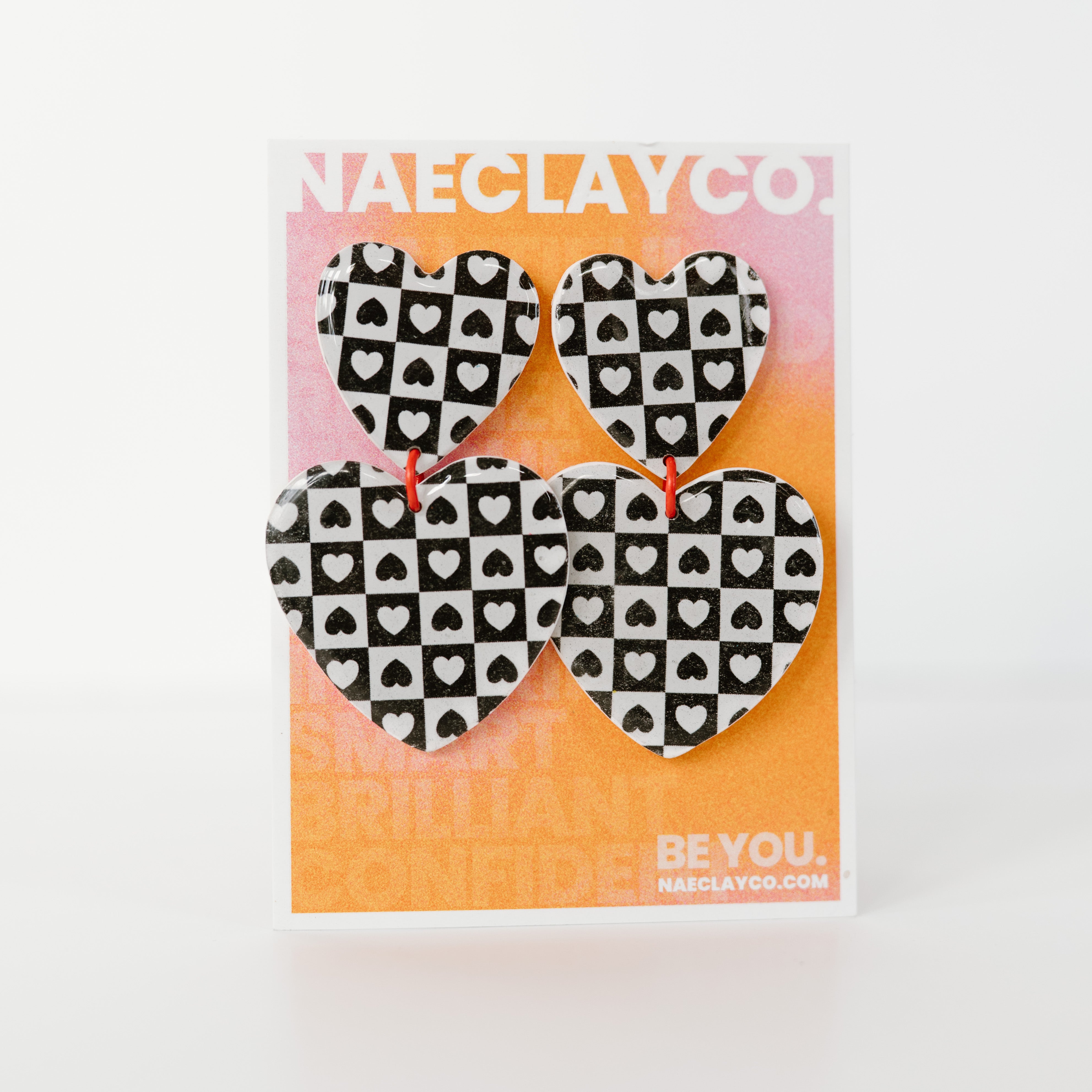 Checkerboard Heart Earrings