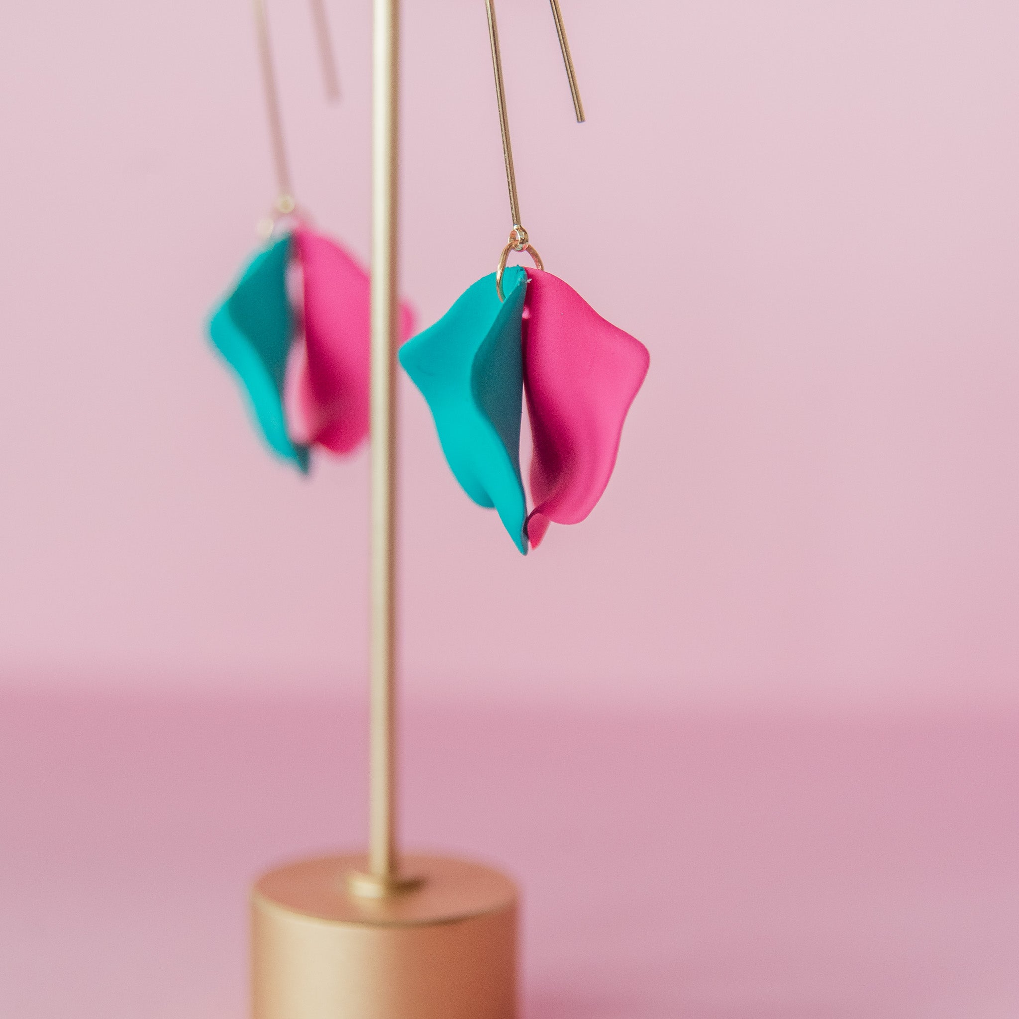 Double Petal Drop Dangle Earrings