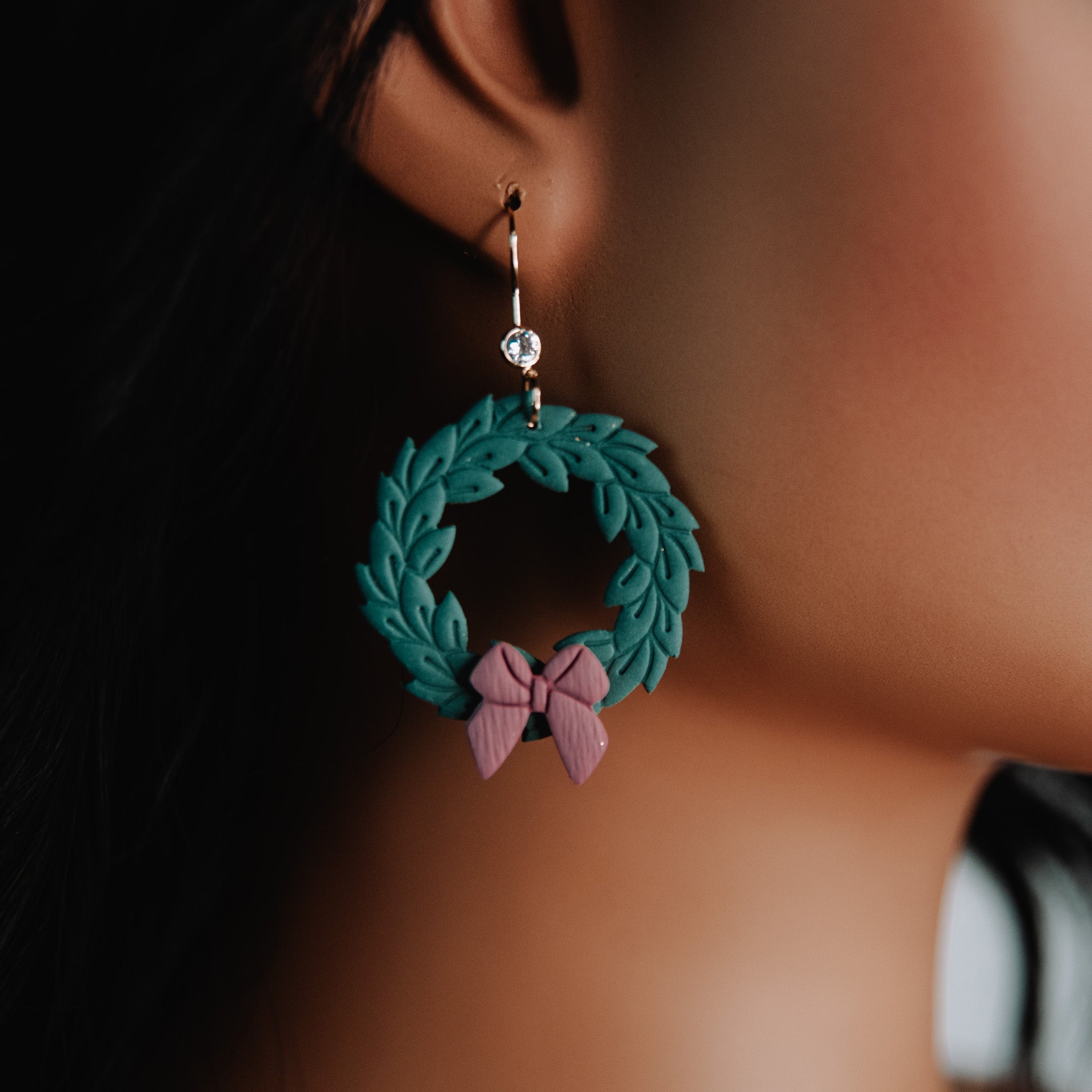 Holiday Wreaths Clay Statement Earrings