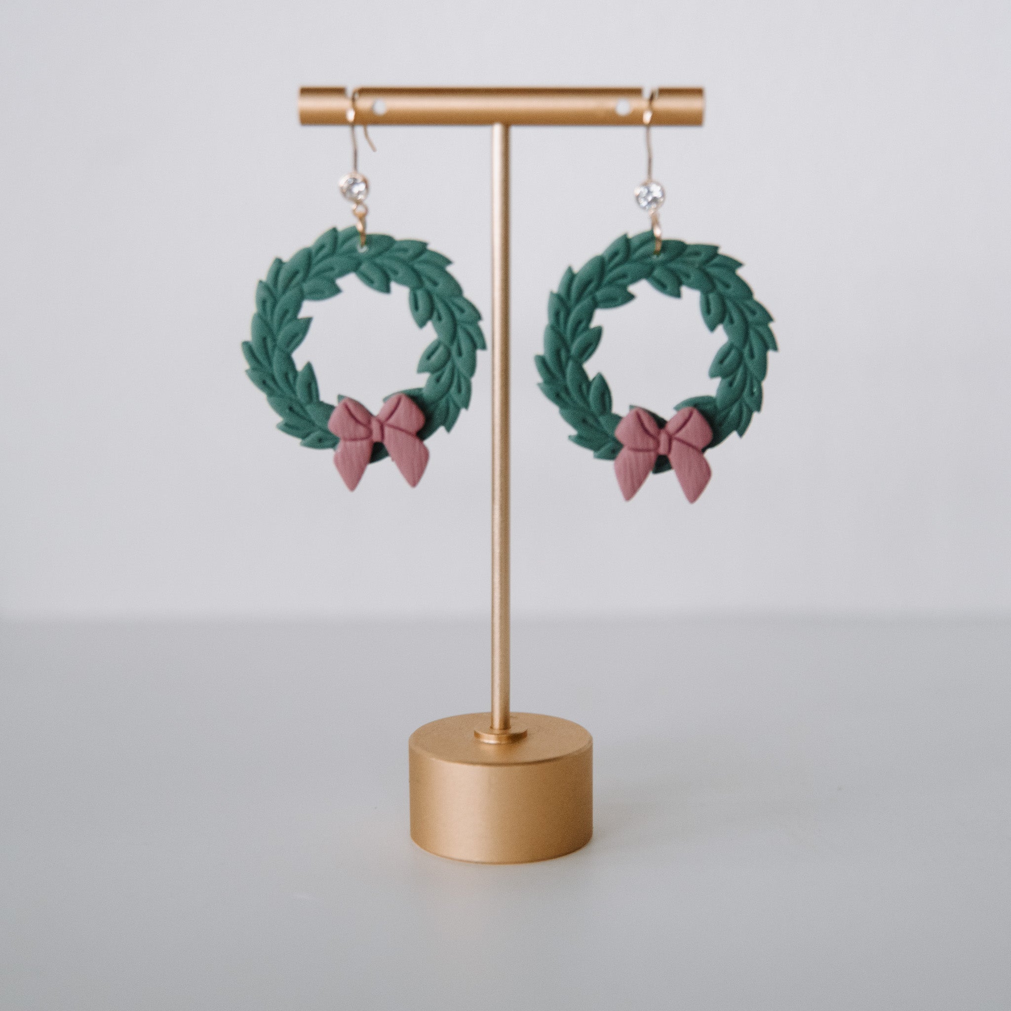 Holiday Wreaths Clay Statement Earrings