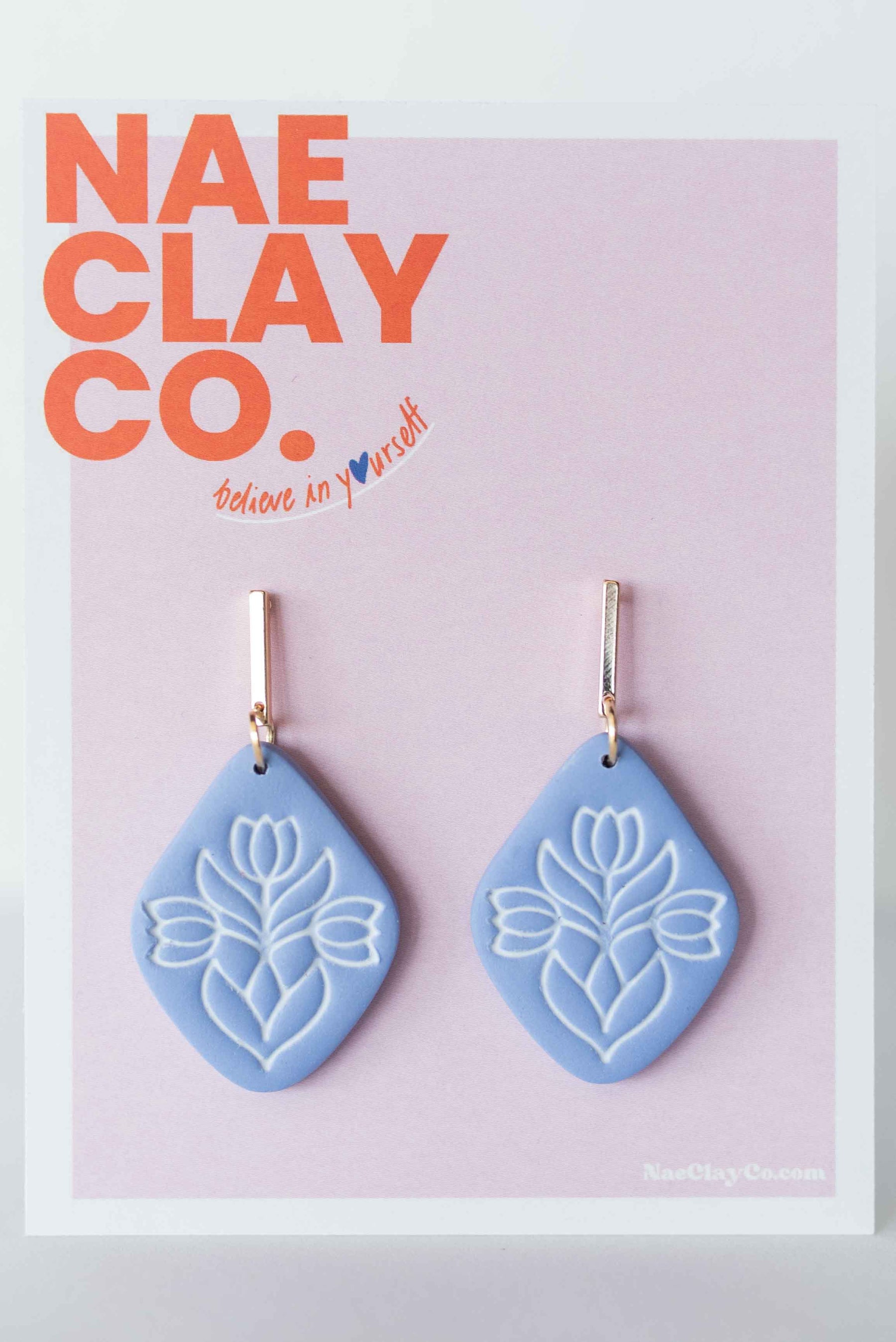 Periwinkle Floral Imprint Dangle Earrings