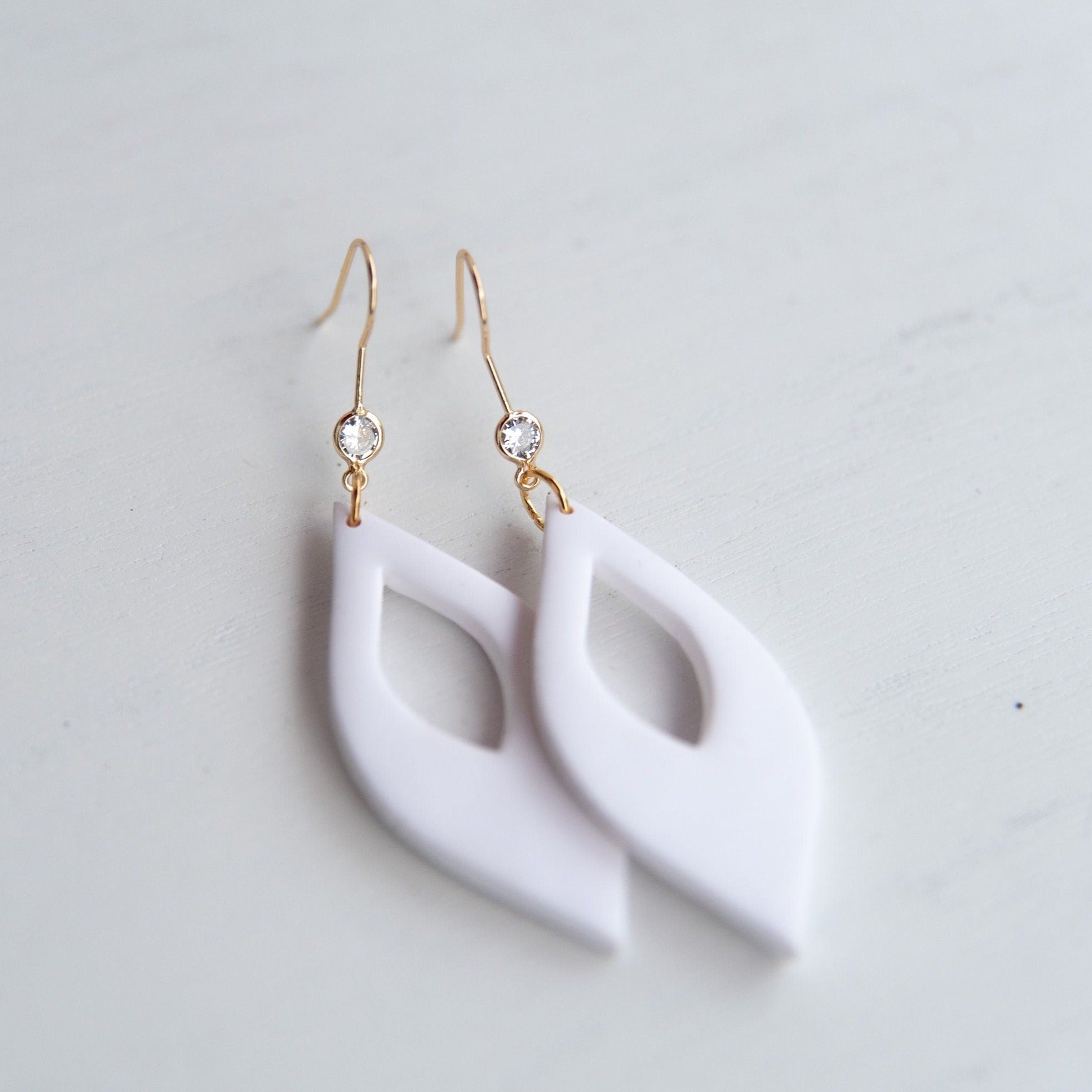 White Teardrop Modern Dangles | Statement Polymer Clay Earrings