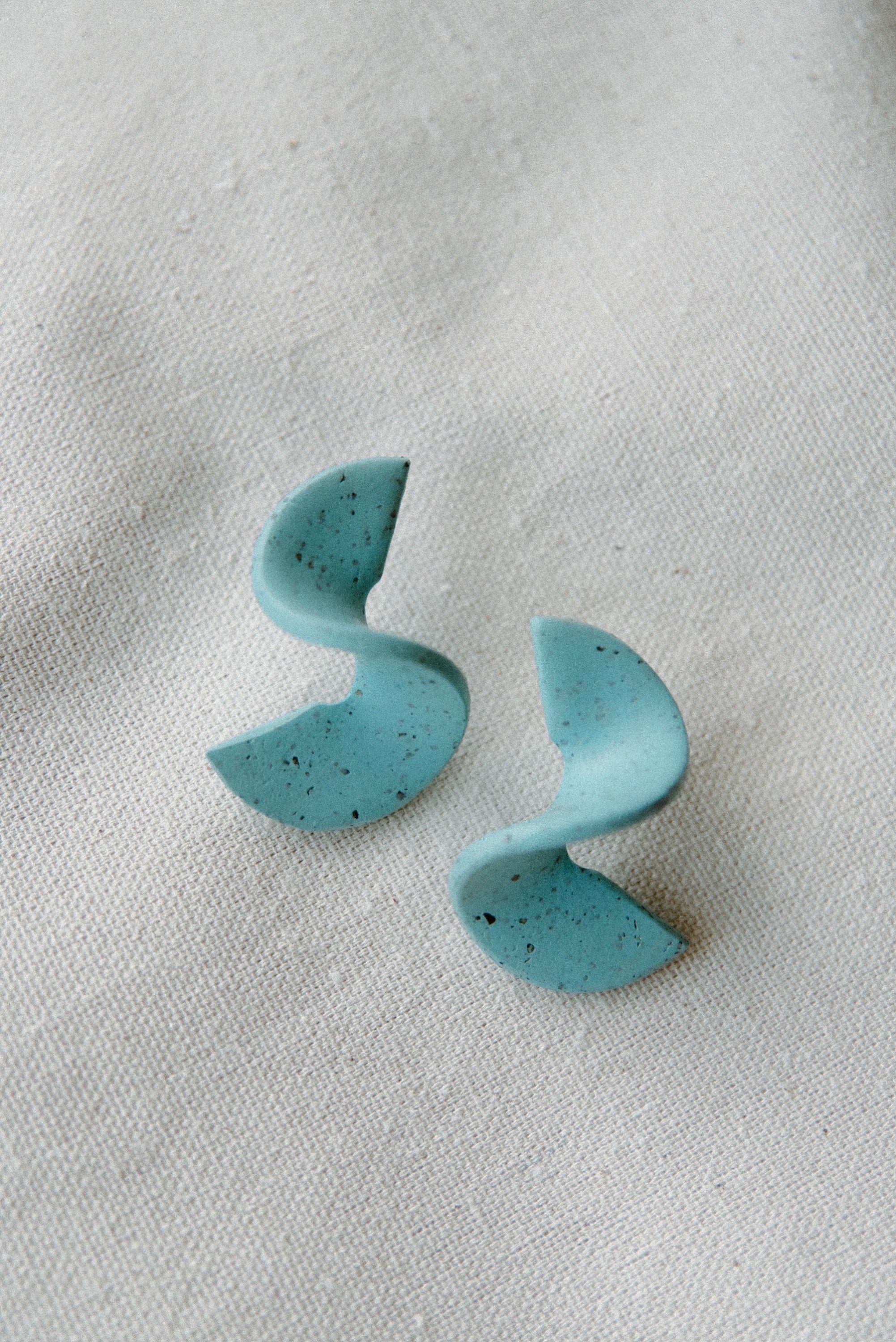 Speckled Turquoise Twisted Studs | Polymer Clay Statement Earrings