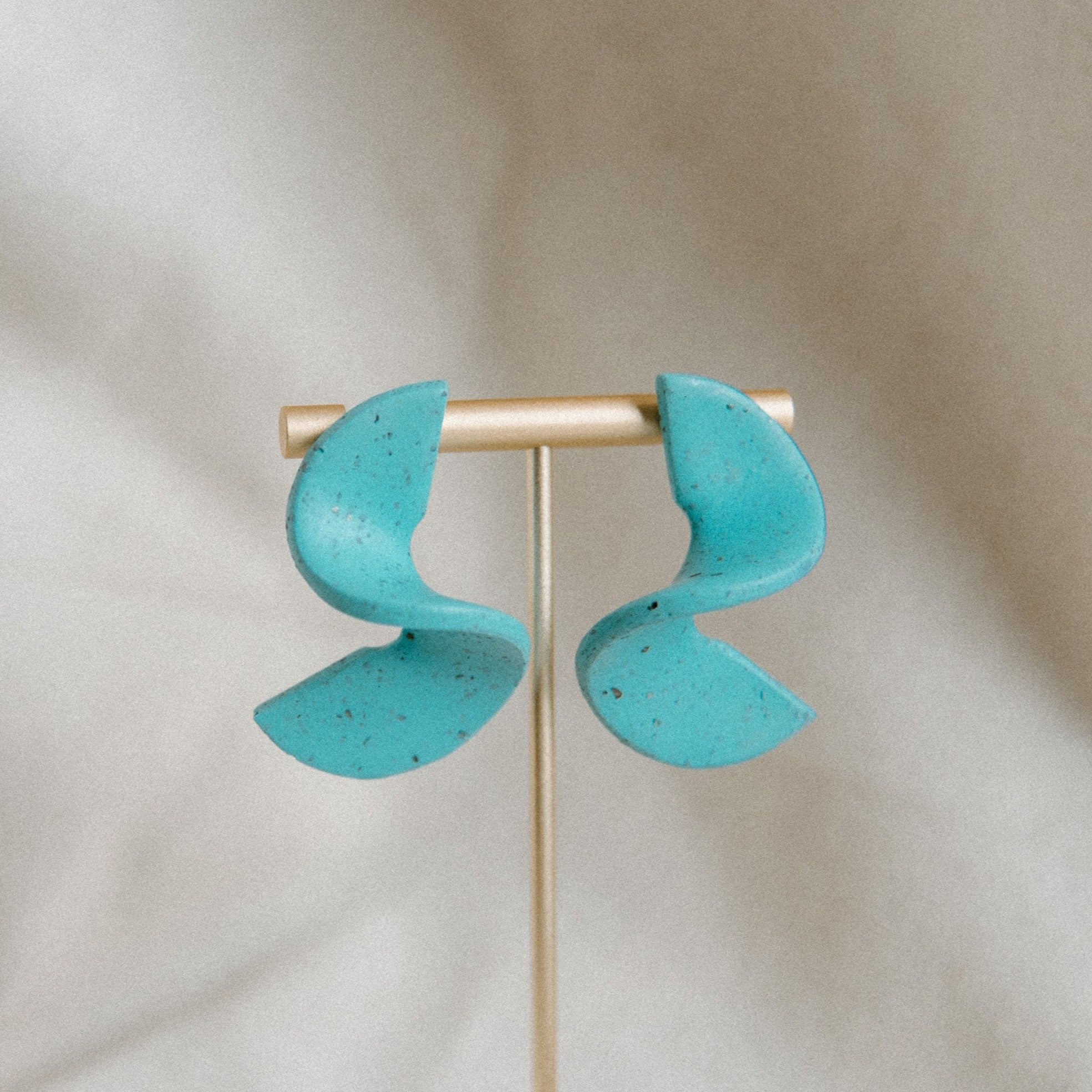 Speckled Turquoise Twisted Studs | Polymer Clay Statement Earrings