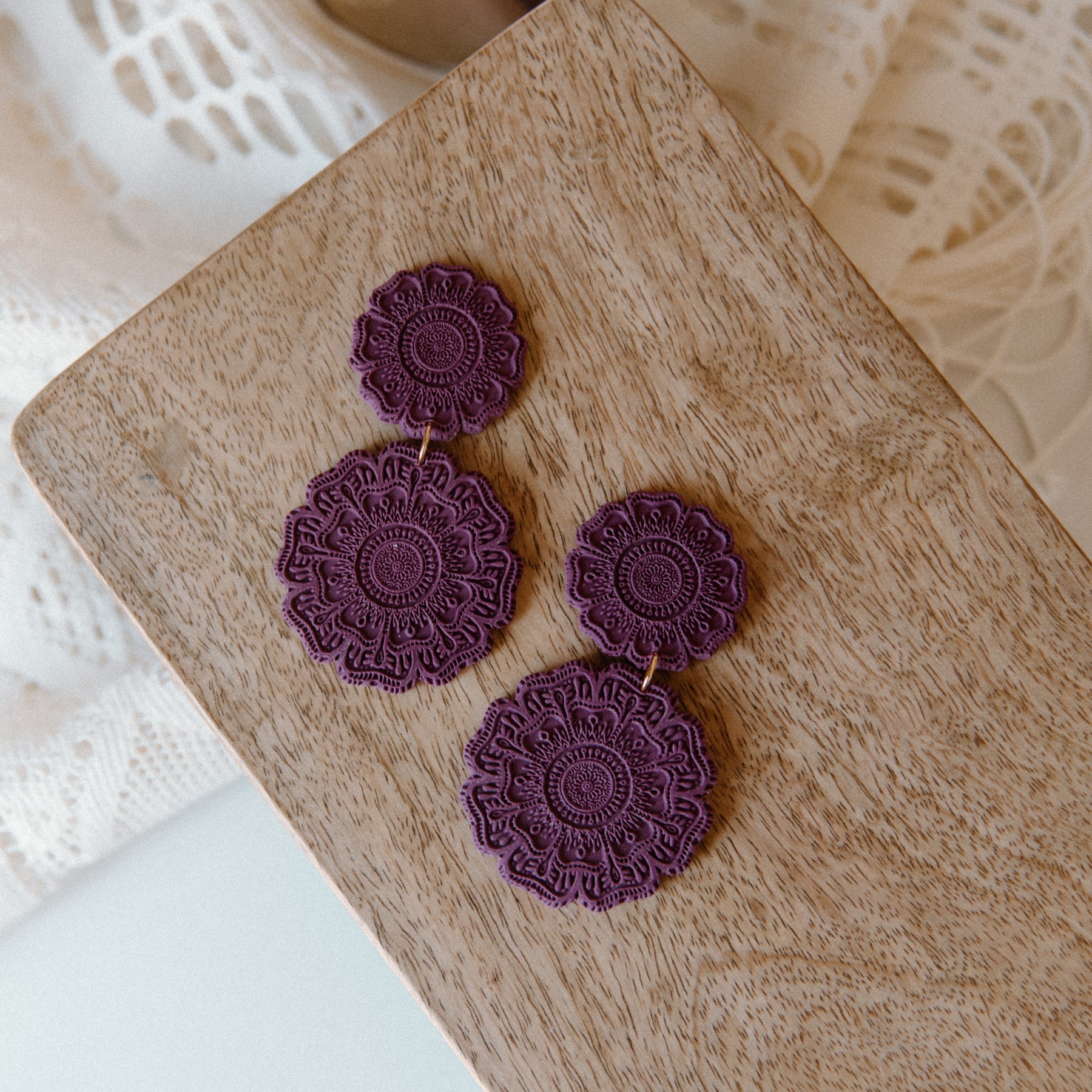 Mandala Maroon-ish Statement Earrings