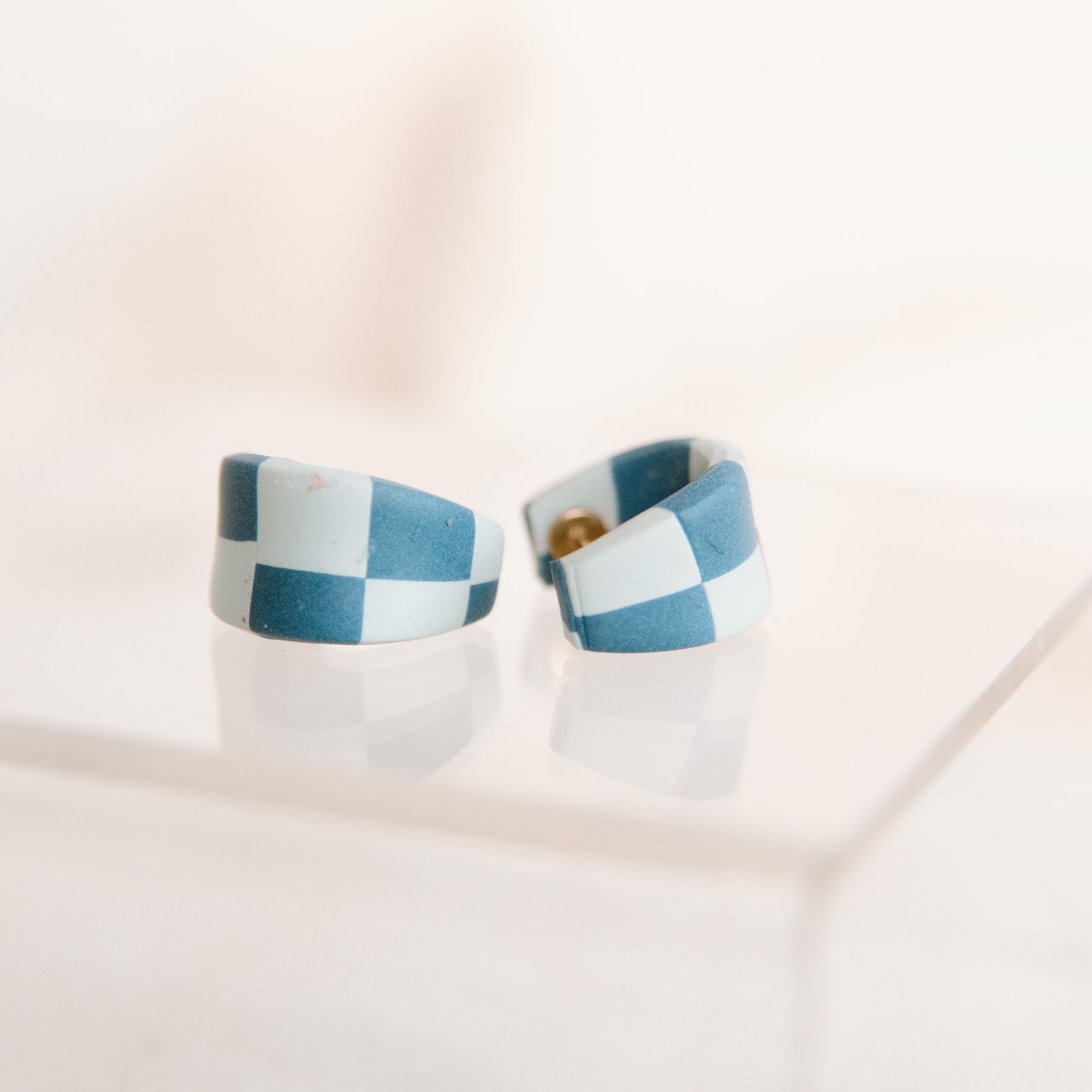 Blue Checkered Earrings