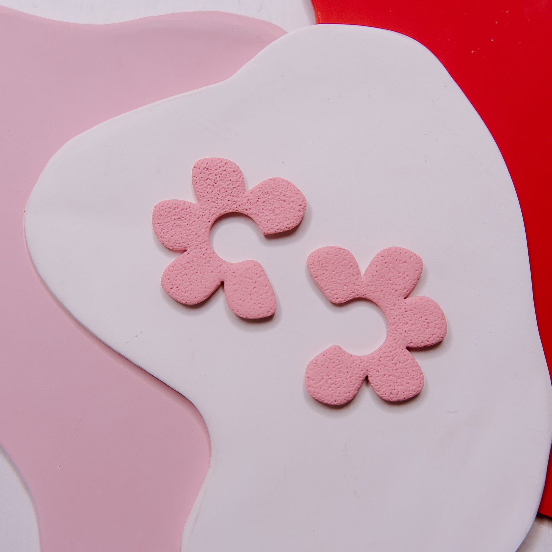 Half-Floral Spongy Post Earrings