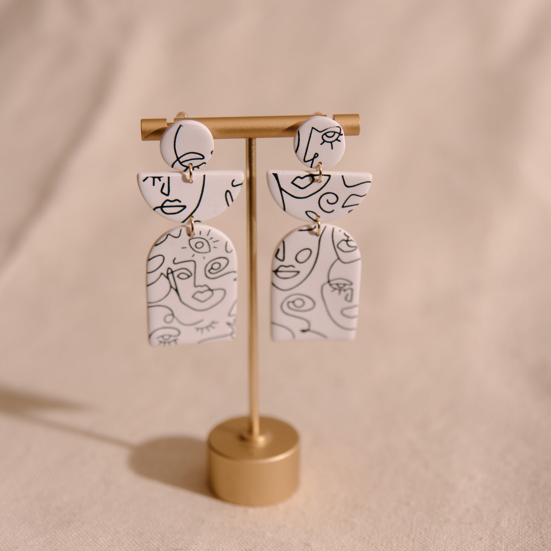 Abstract Faces Dangle Earrings
