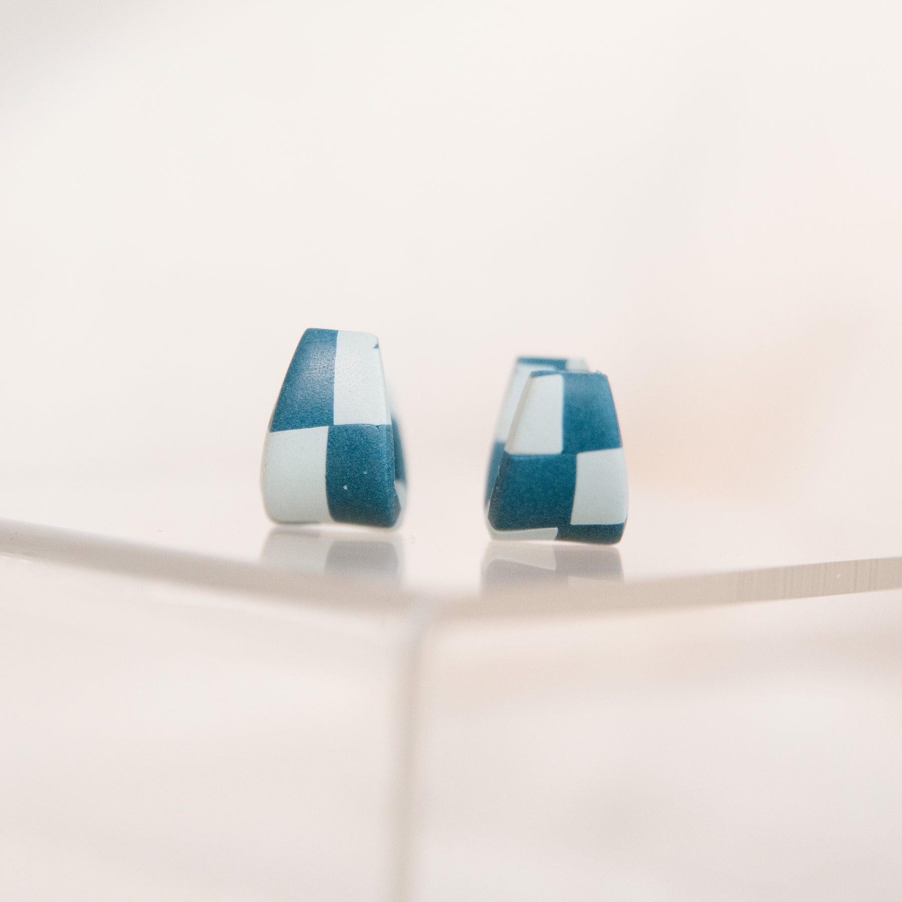 Blue Checkered Earrings