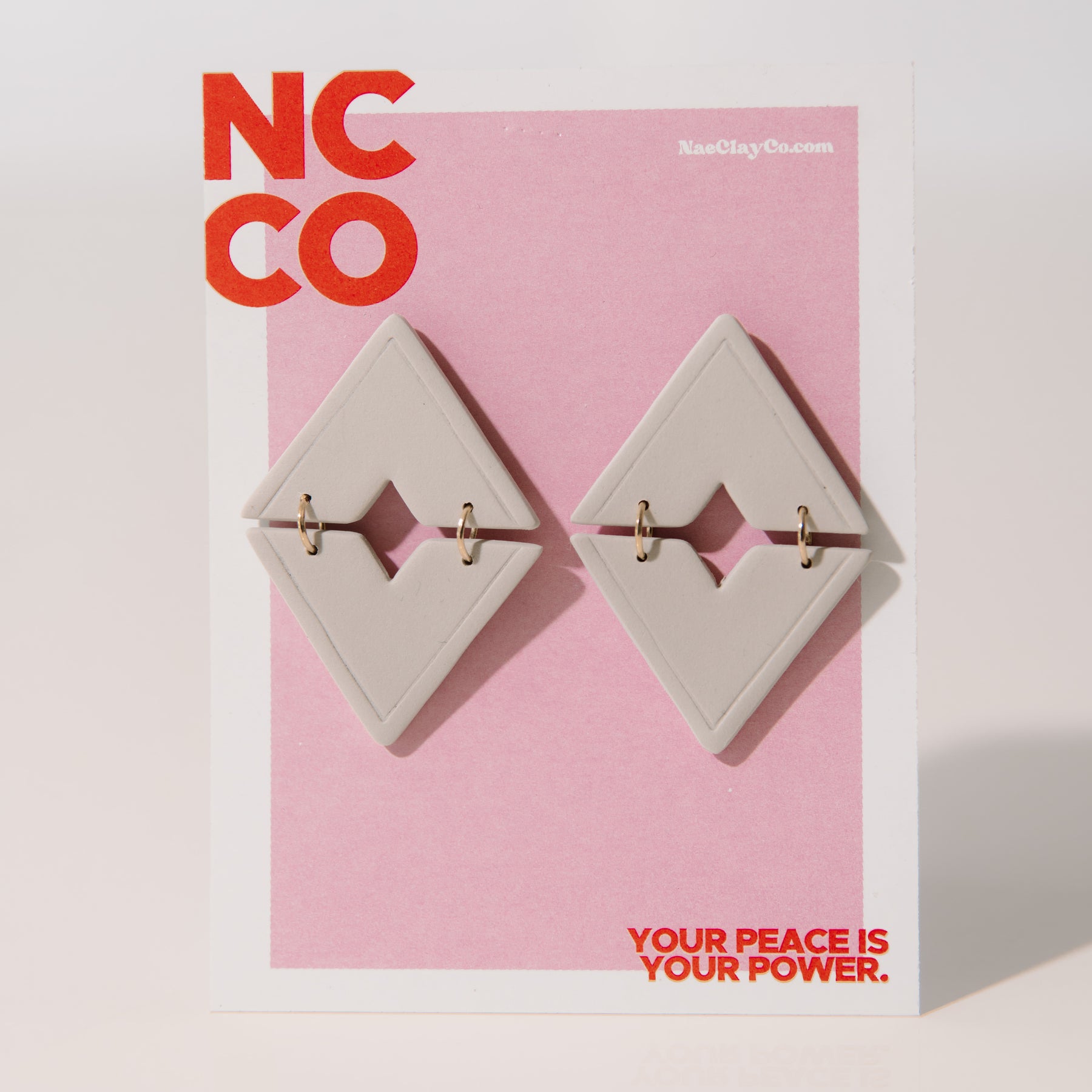 Cream Triangle Dangle Studs