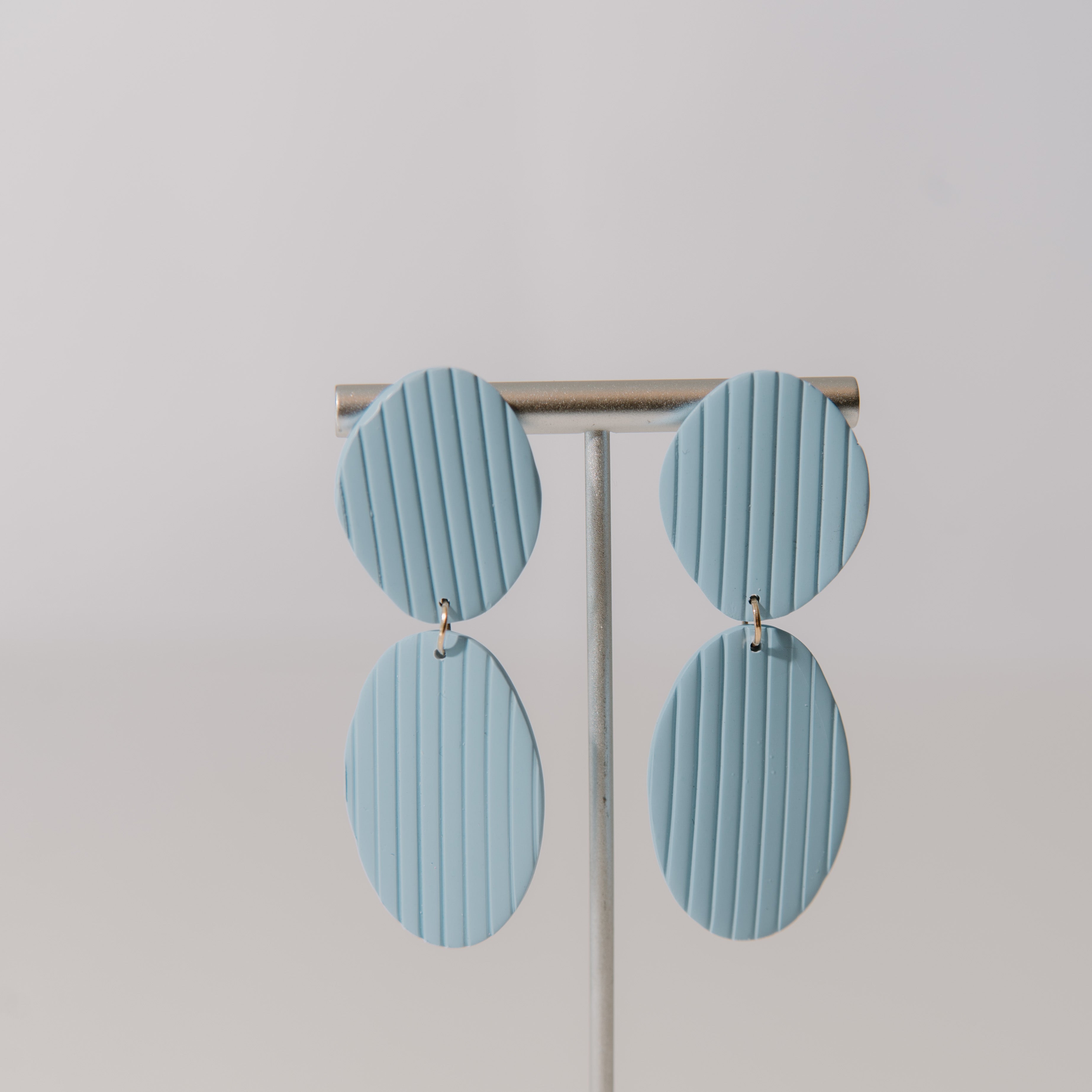 Pale Blue Ribbed Drop Earring Collection