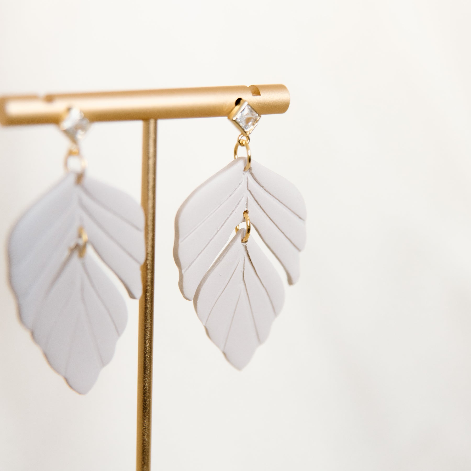 Feather-Foliage Earrings with Sparkle Stud