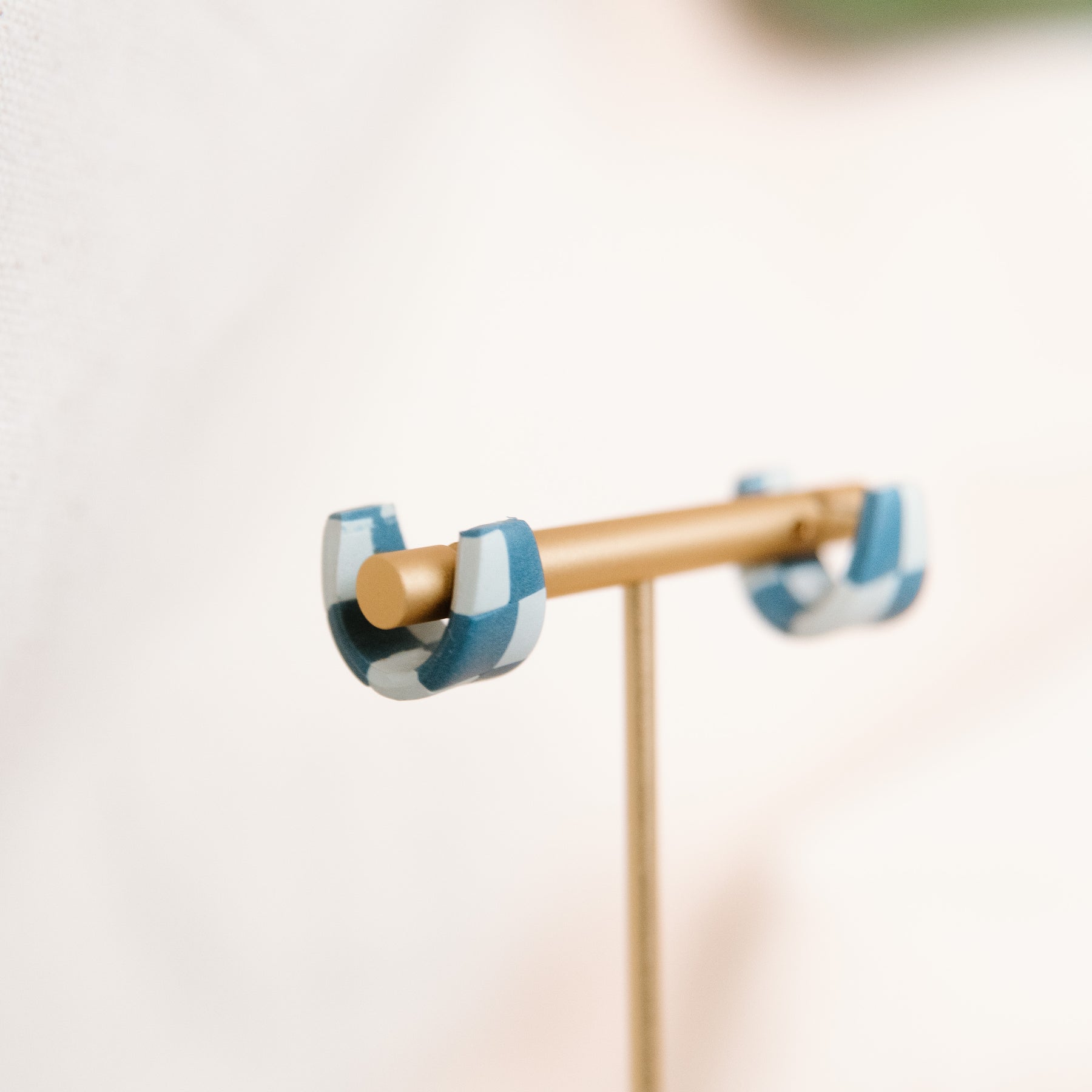 Blue Checkered Earrings