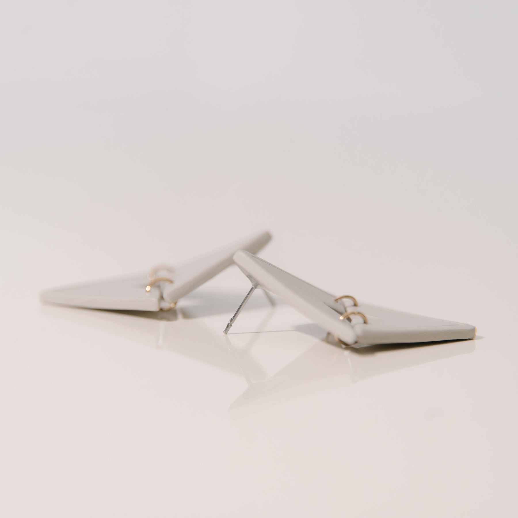 Cream Triangle Dangle Studs