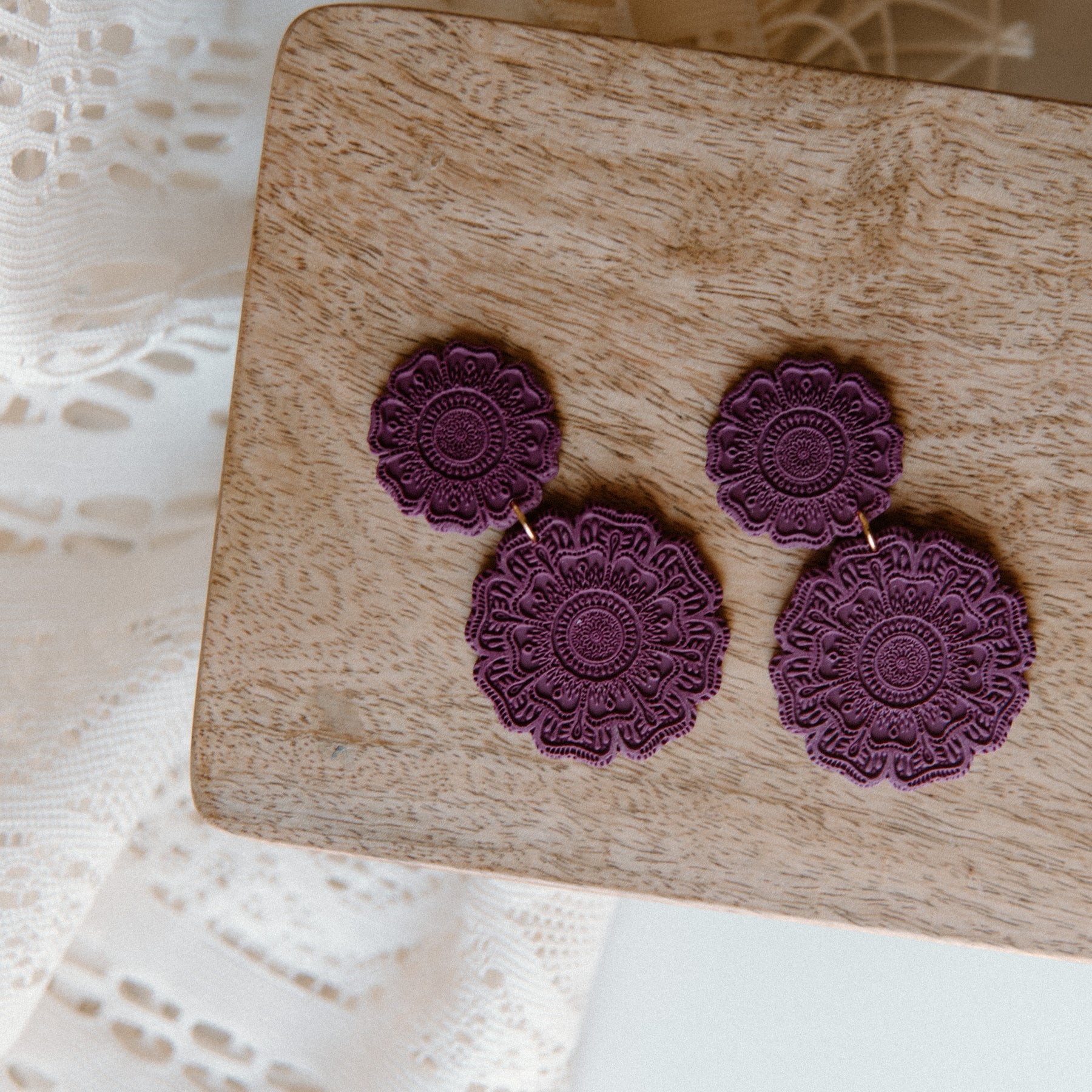Mandala Maroon-ish Statement Earrings