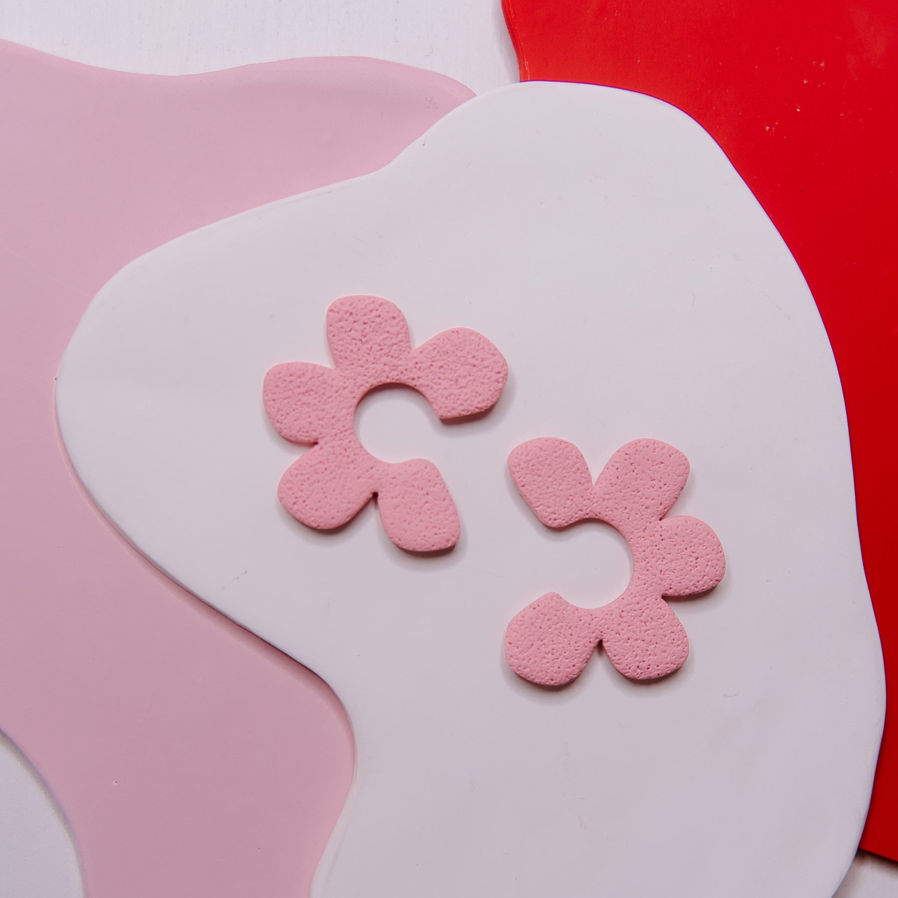 Half-Floral Spongy Post Earrings
