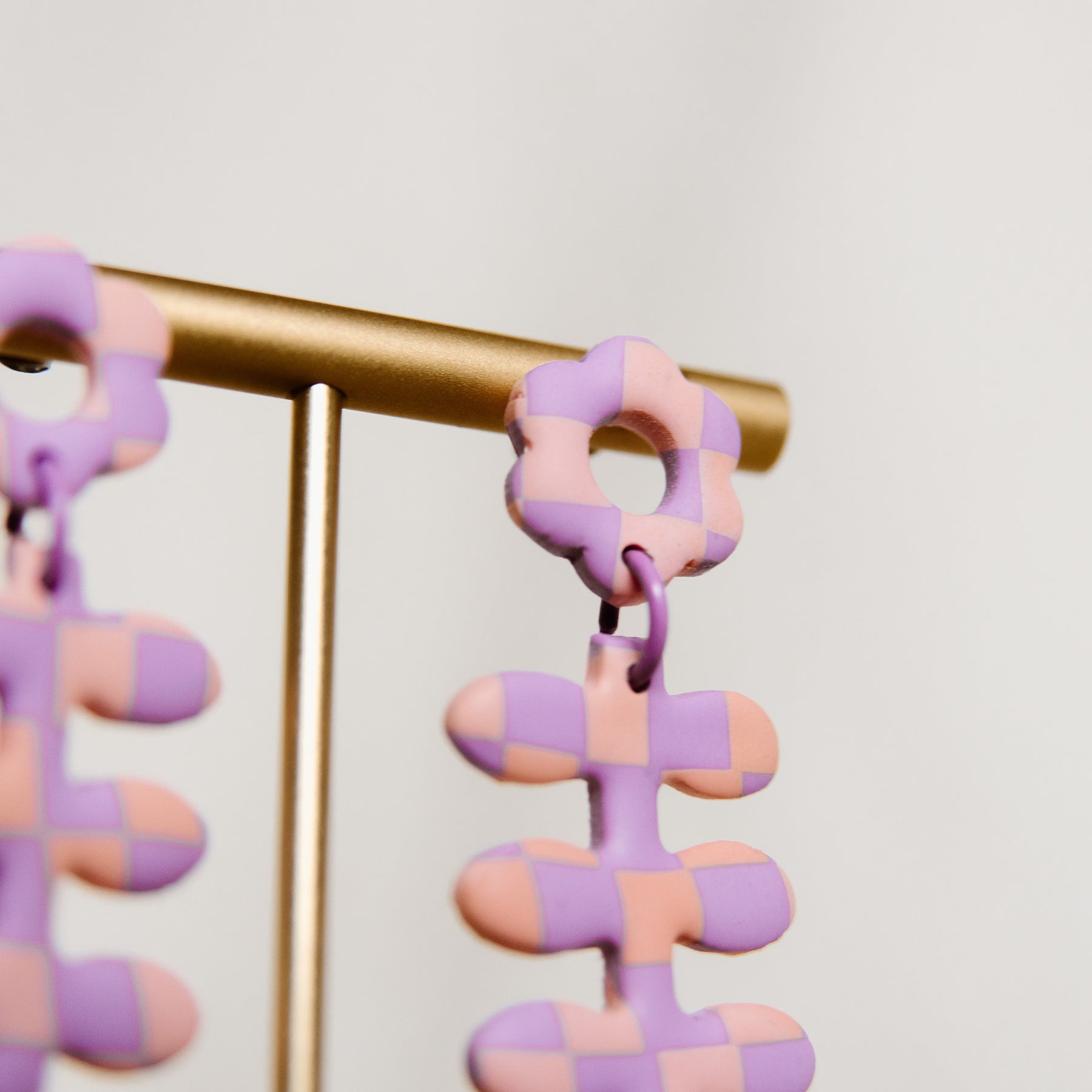 Retro Checkered Spring Earrings
