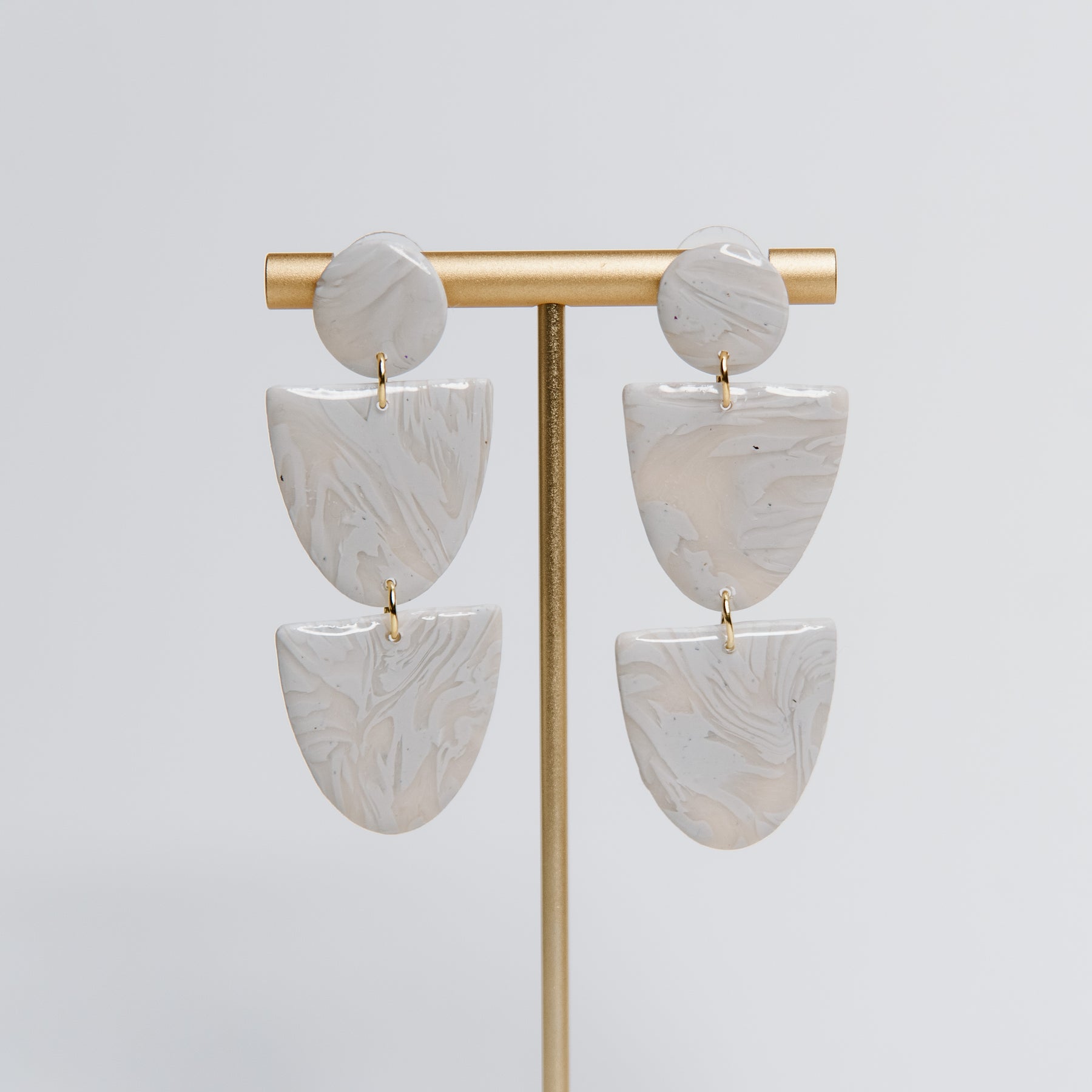 White Swirled Dangle Earrings