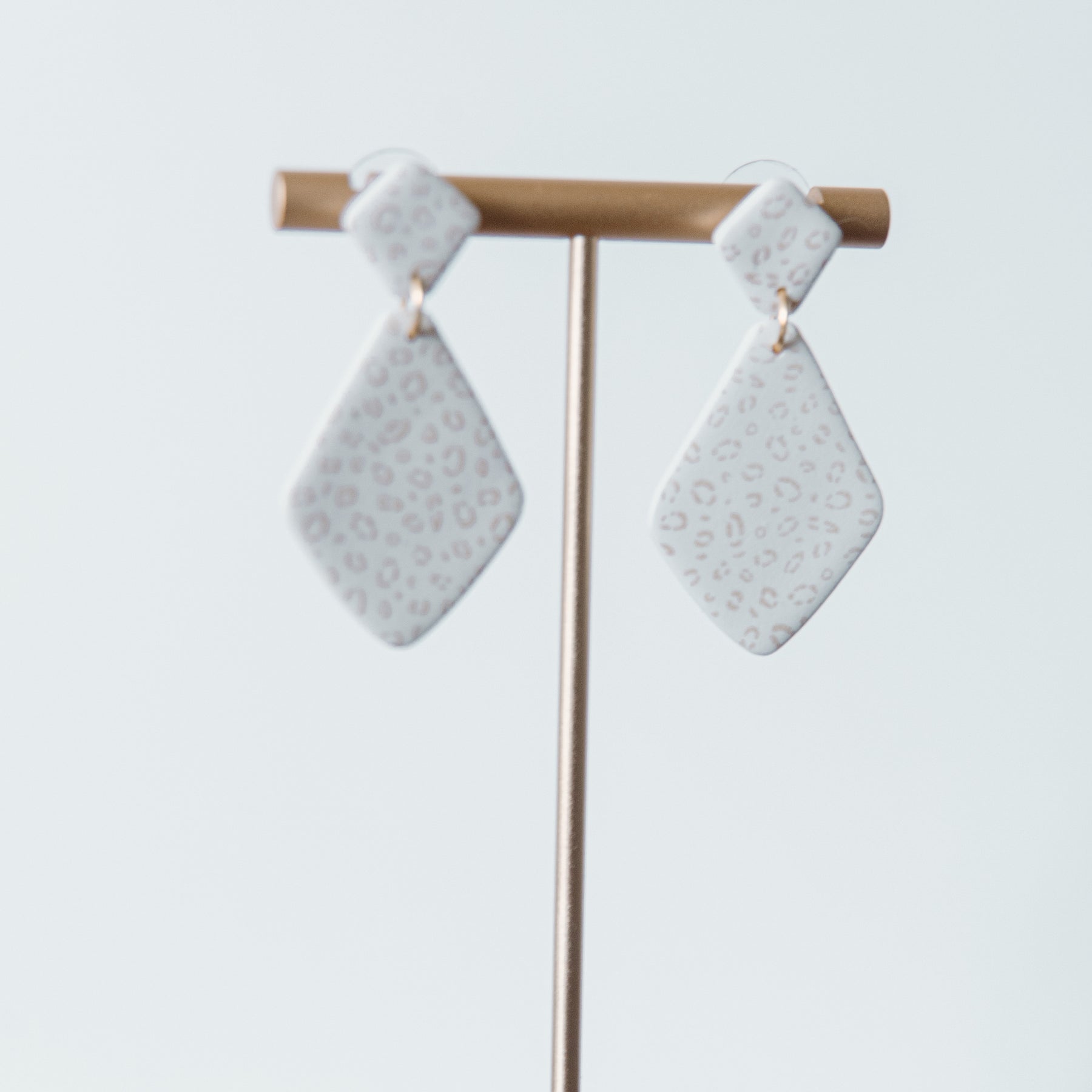 Tan and White Cheetah Print Dangles