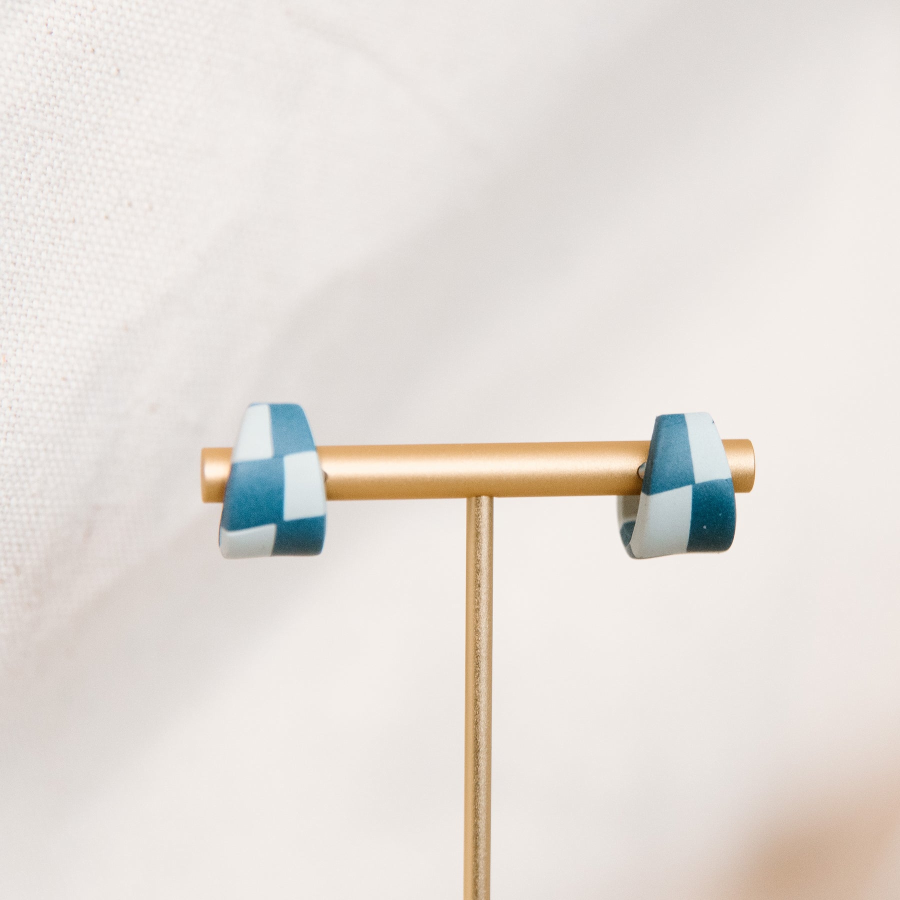 Blue Checkered Earrings