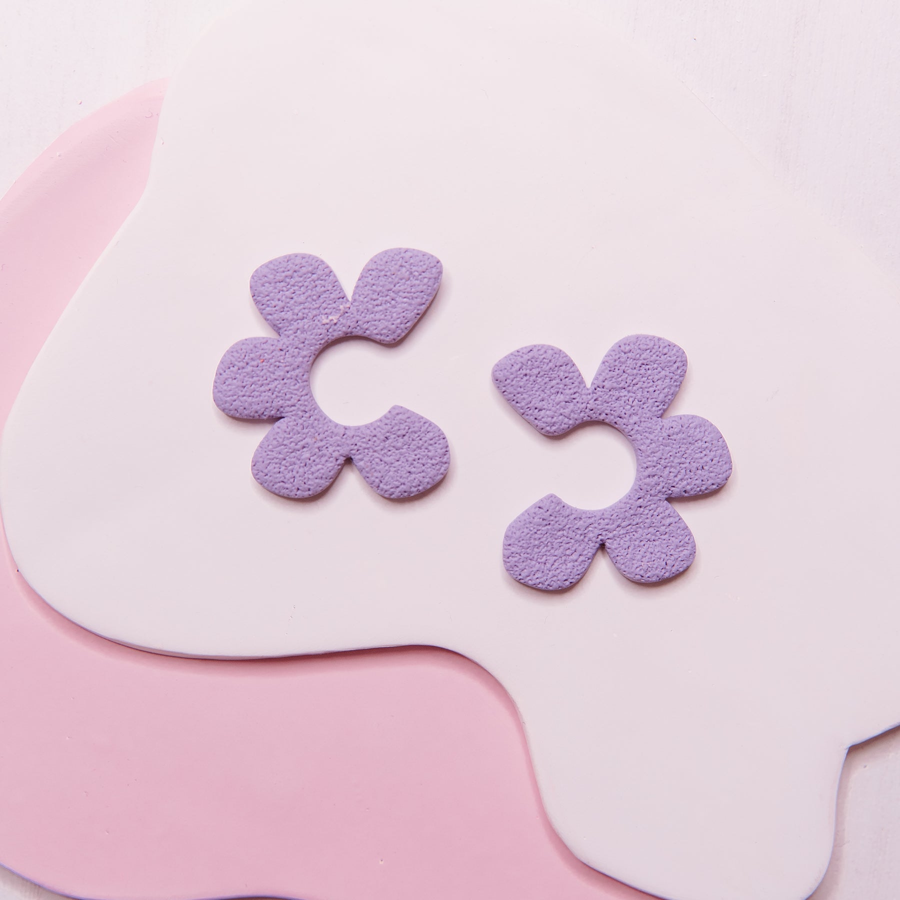 Half-Floral Spongy Post Earrings