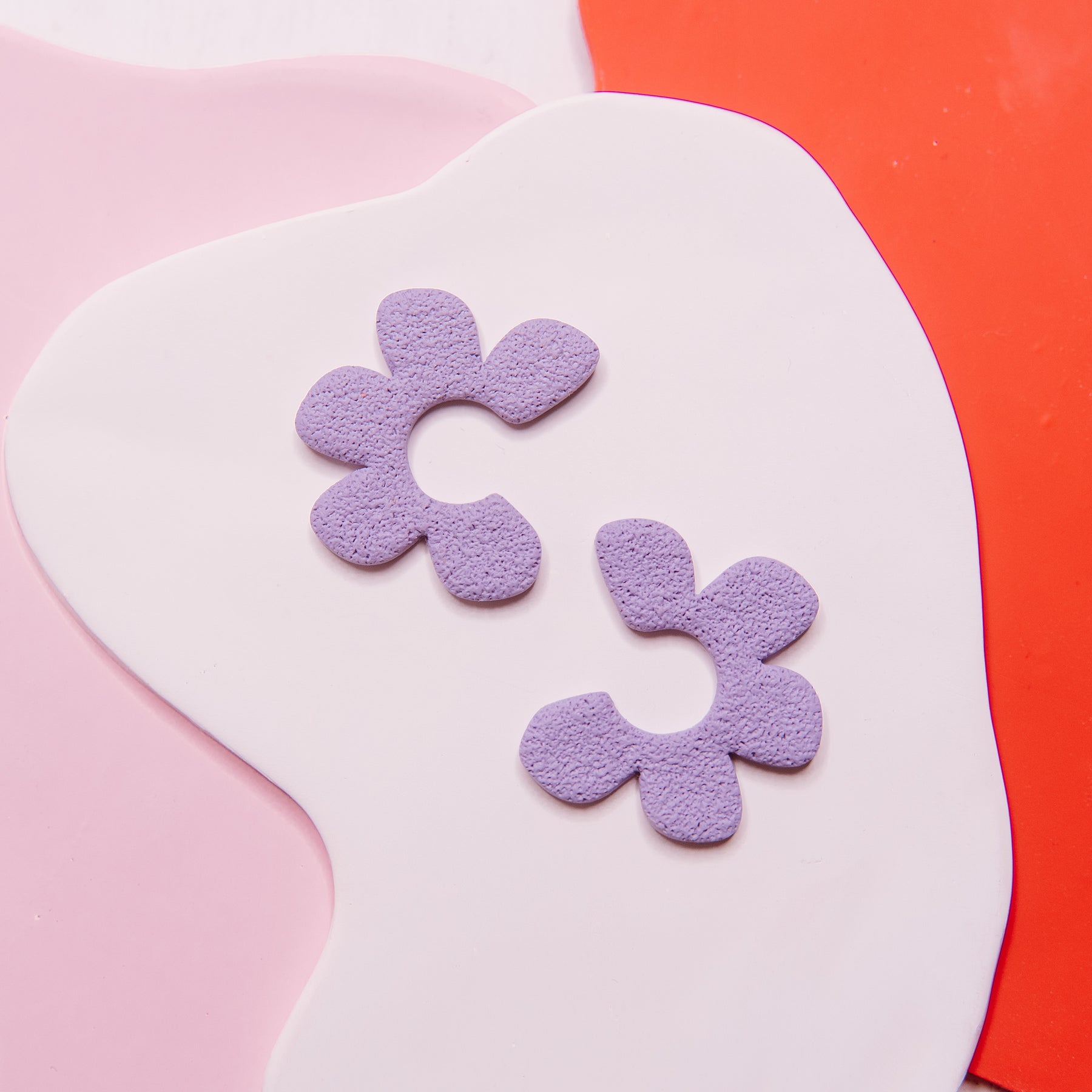 Half-Floral Spongy Post Earrings
