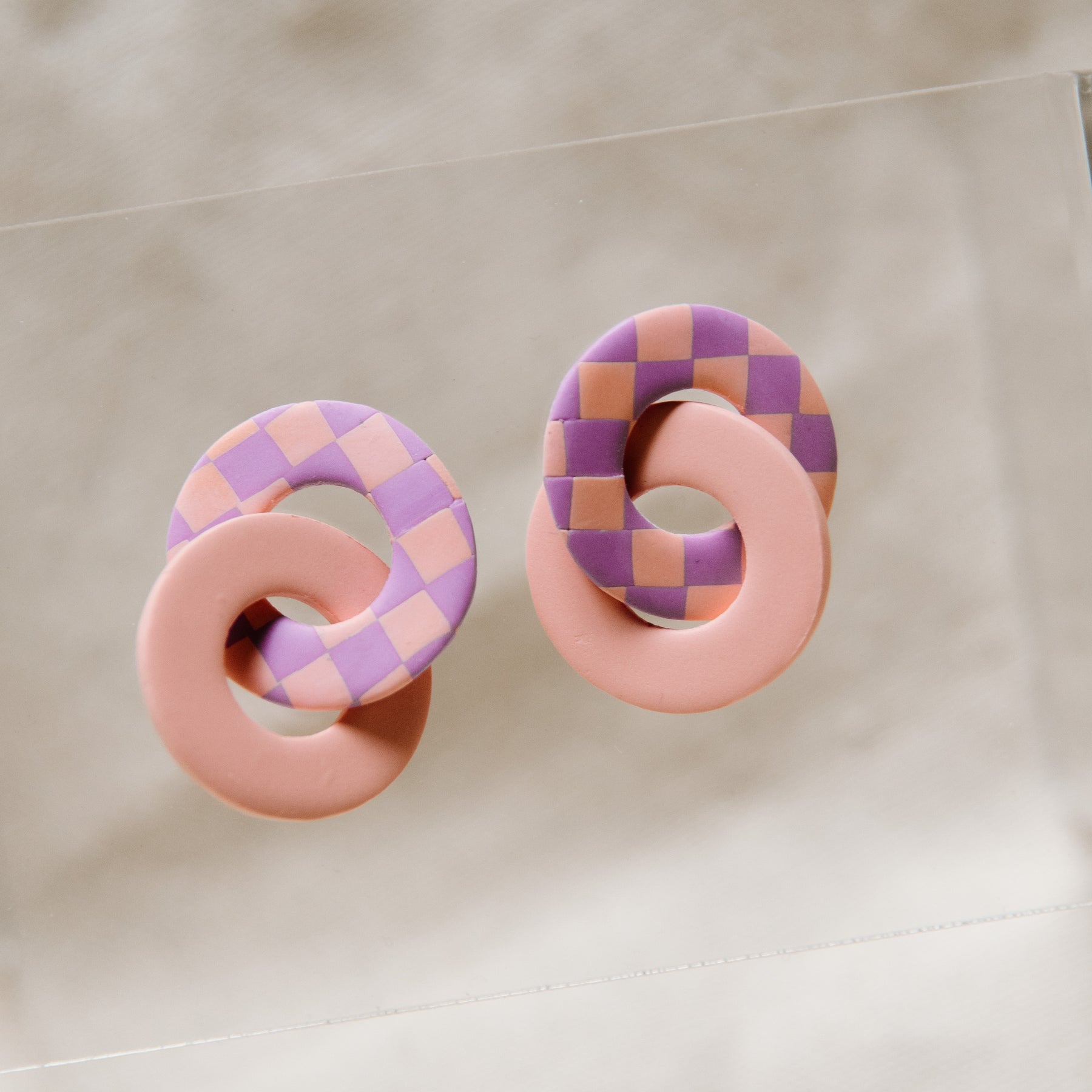 Retro Checkered Spring Earrings