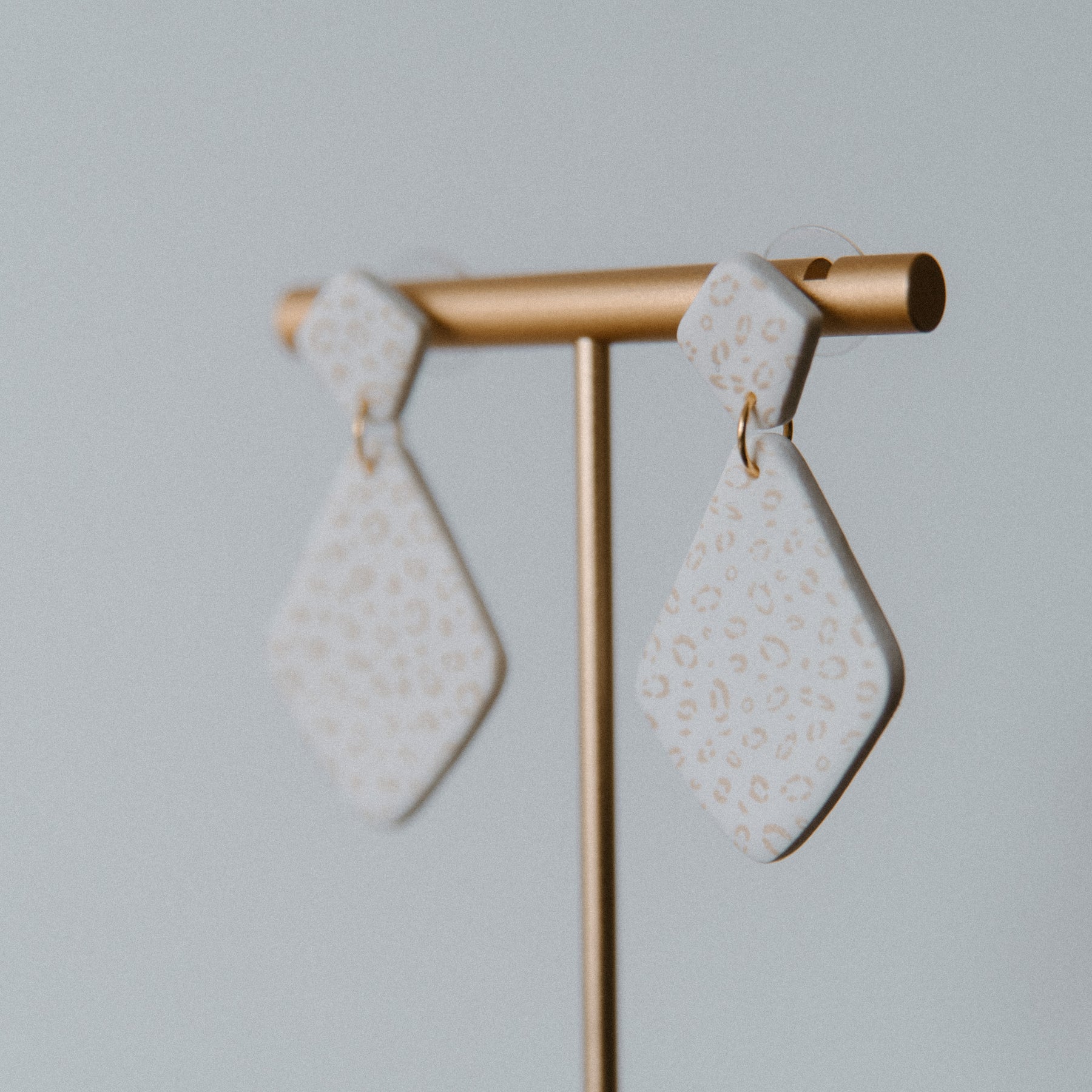 Tan and White Cheetah Print Dangles