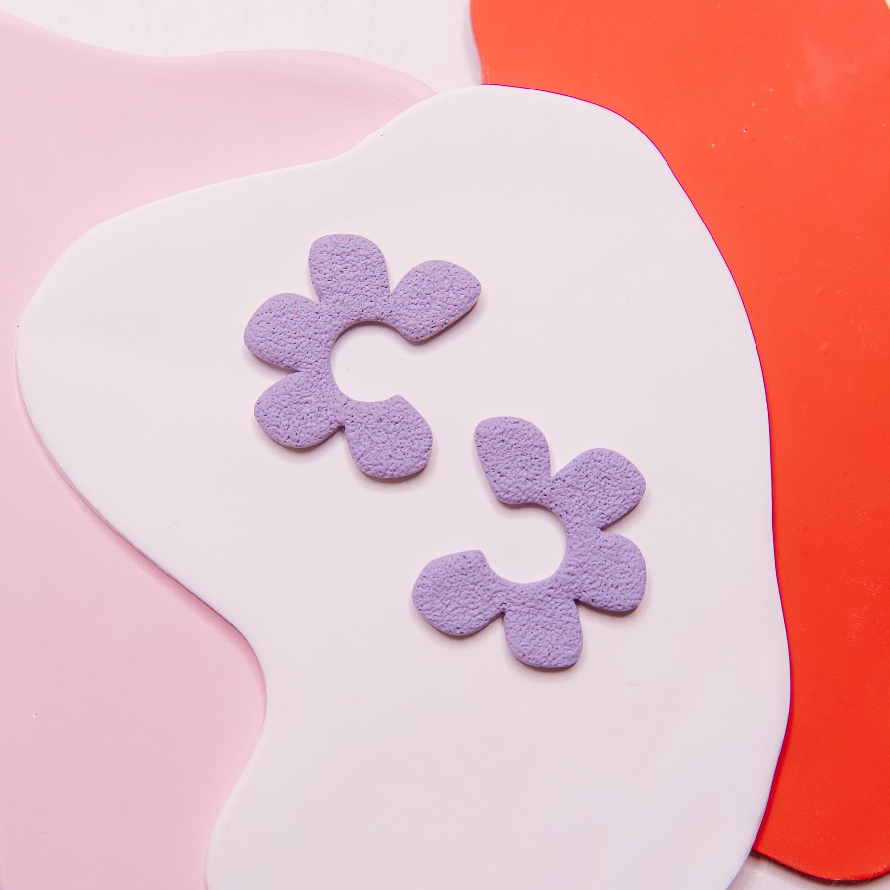 Half-Floral Spongy Post Earrings