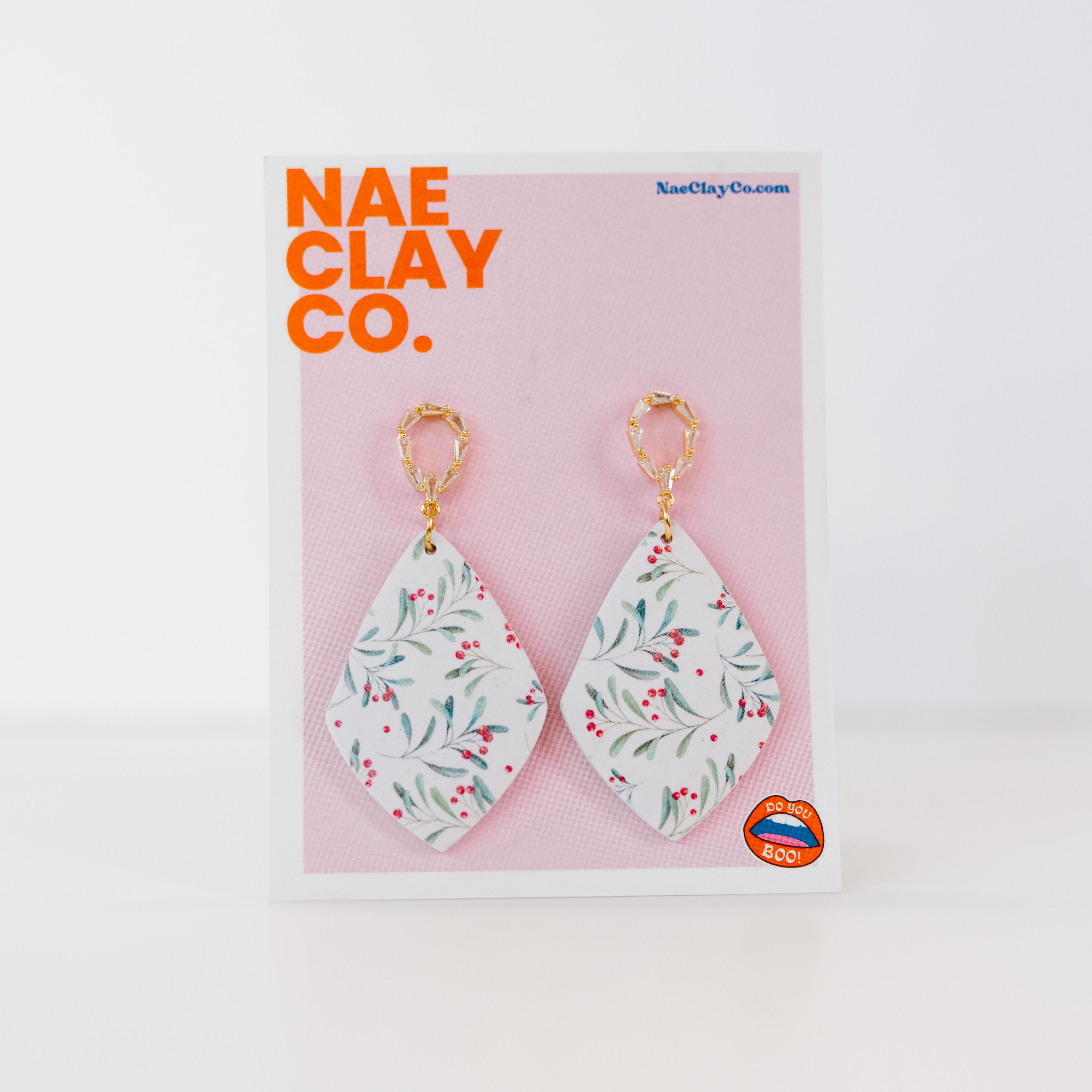 Red Berry and Greenery Holiday Earrings