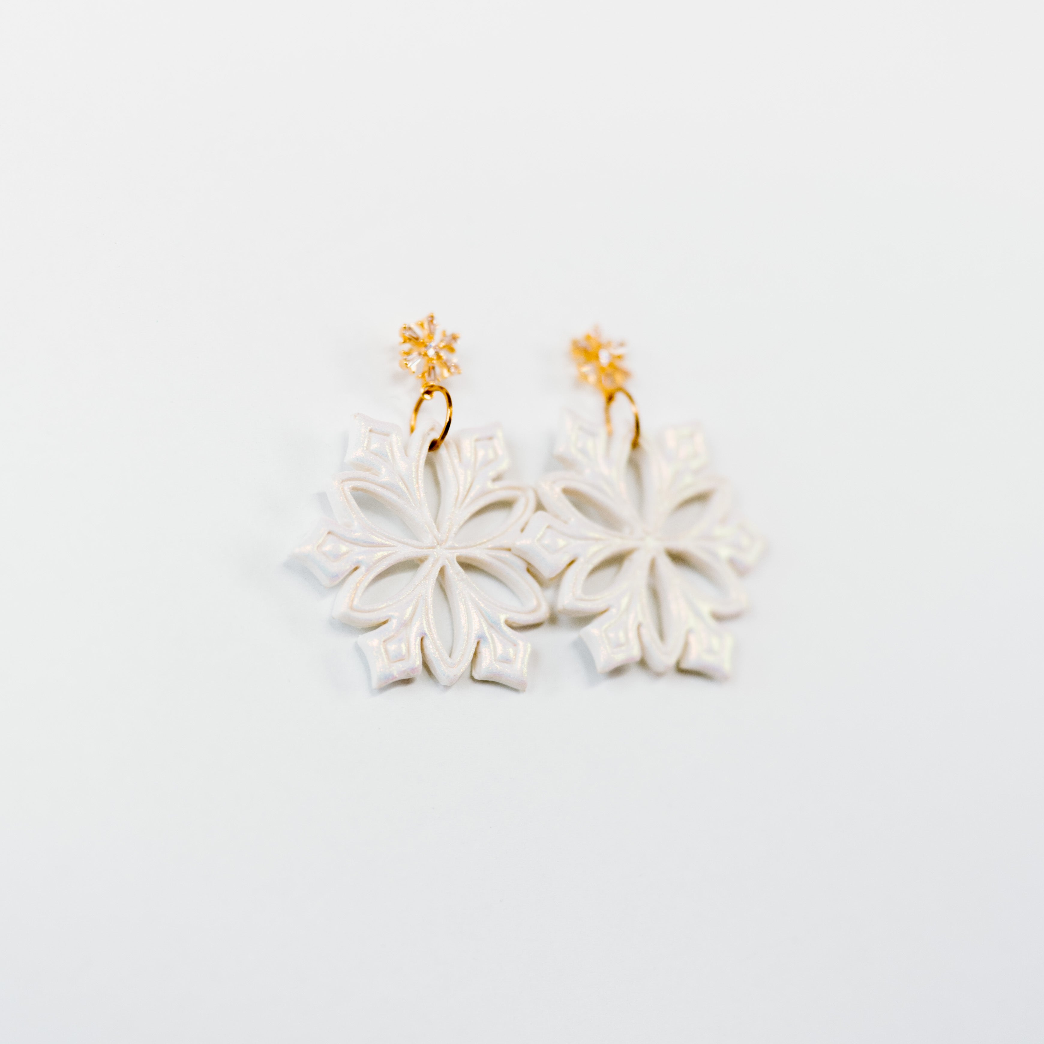 Iridescent Snowflake Cut-Out Earrings