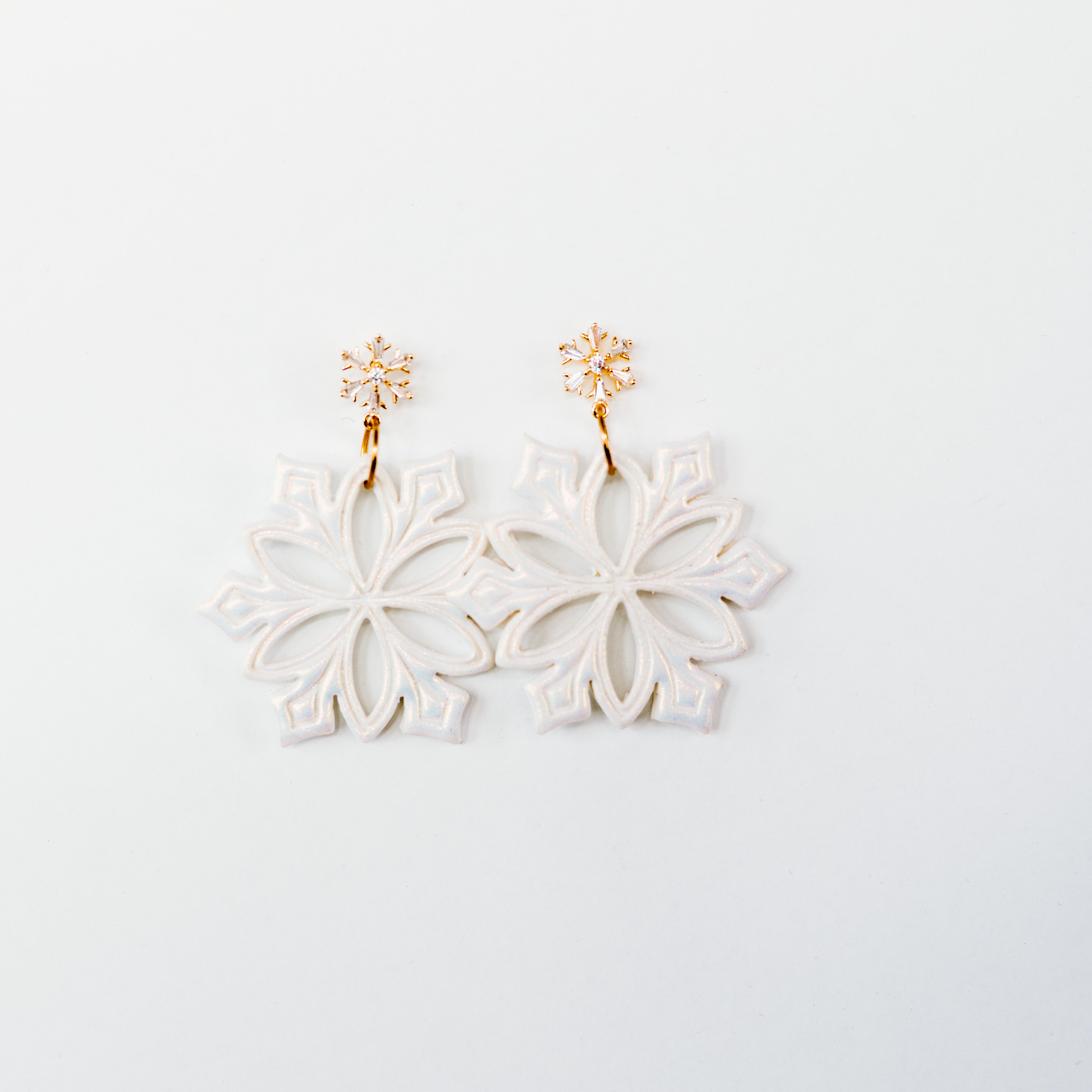 Iridescent Snowflake Cut-Out Earrings