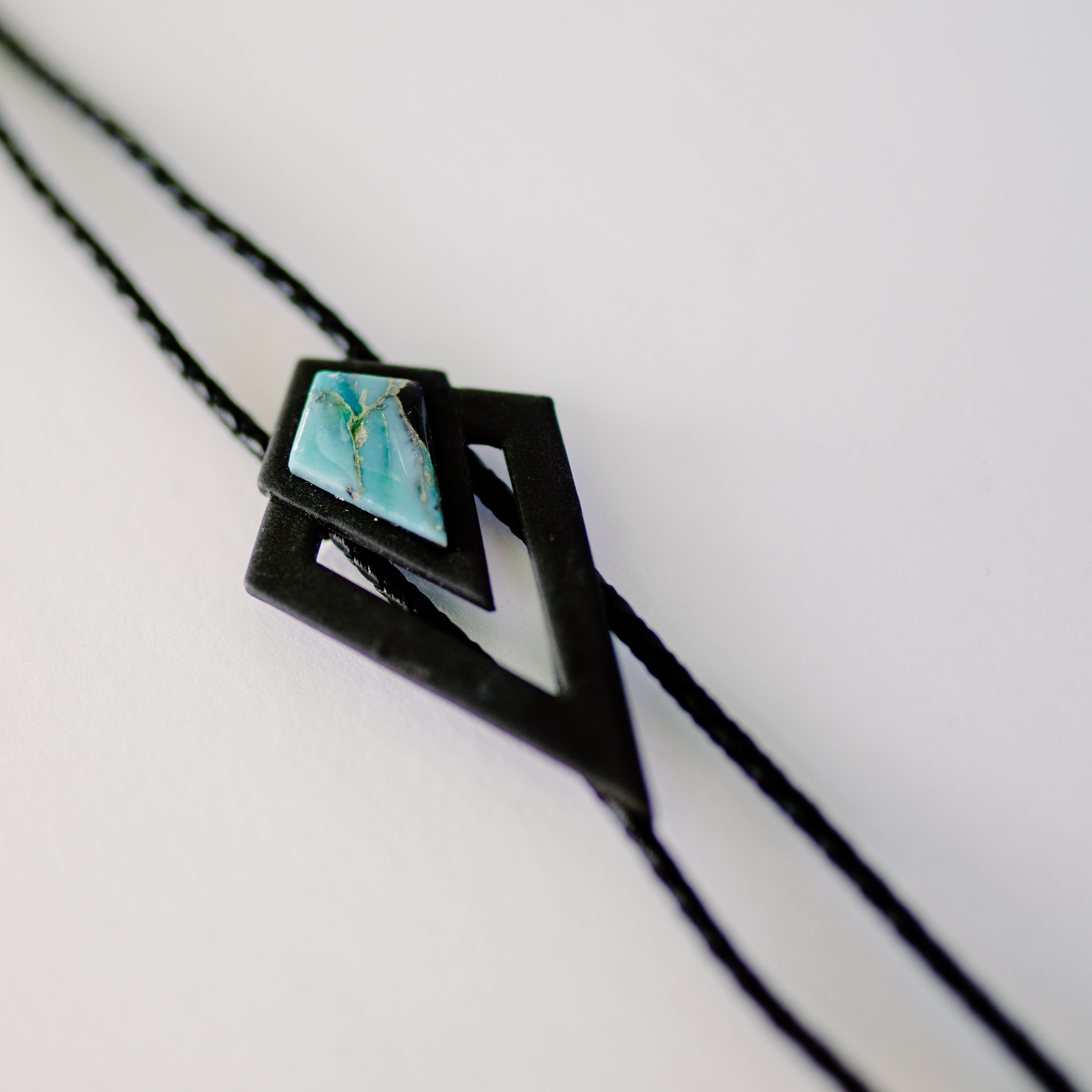 Black and Turquoise Stone Bolo
