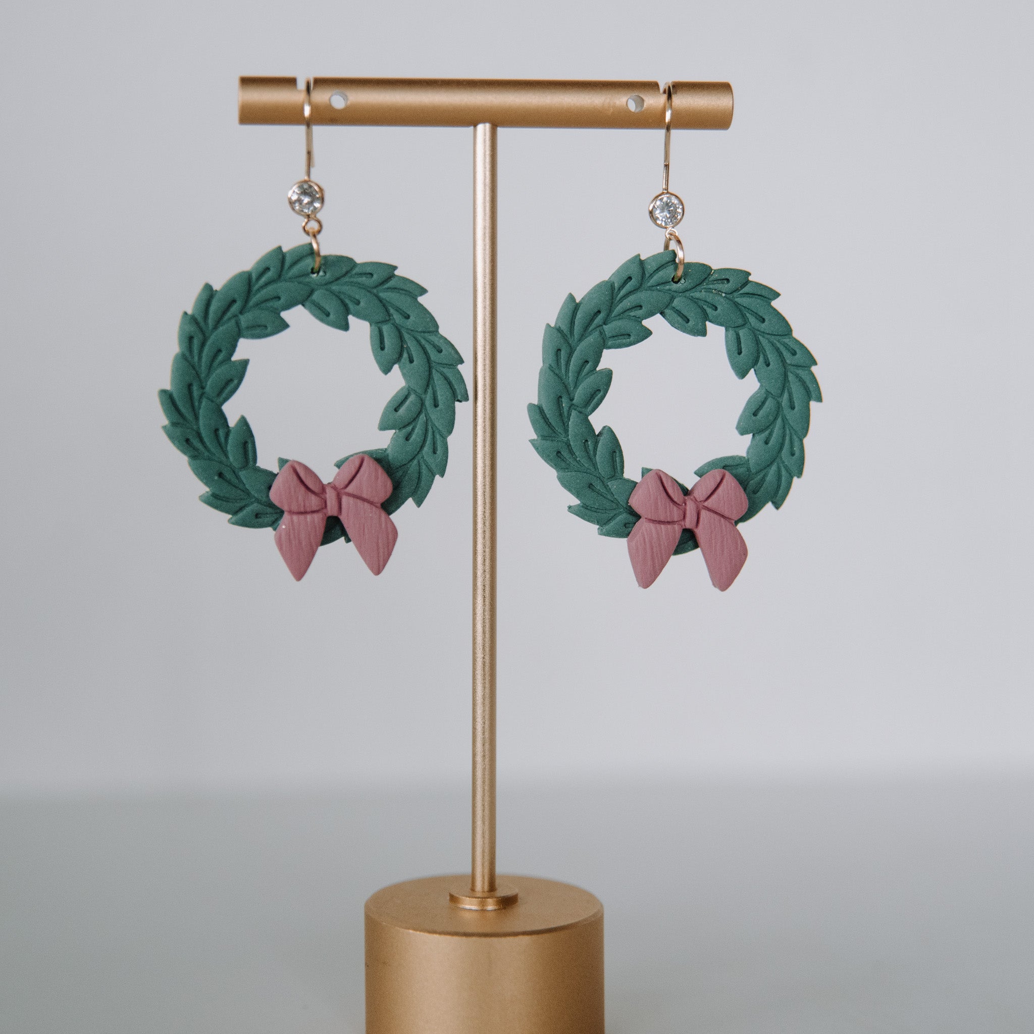 Holiday Wreaths Clay Statement Earrings