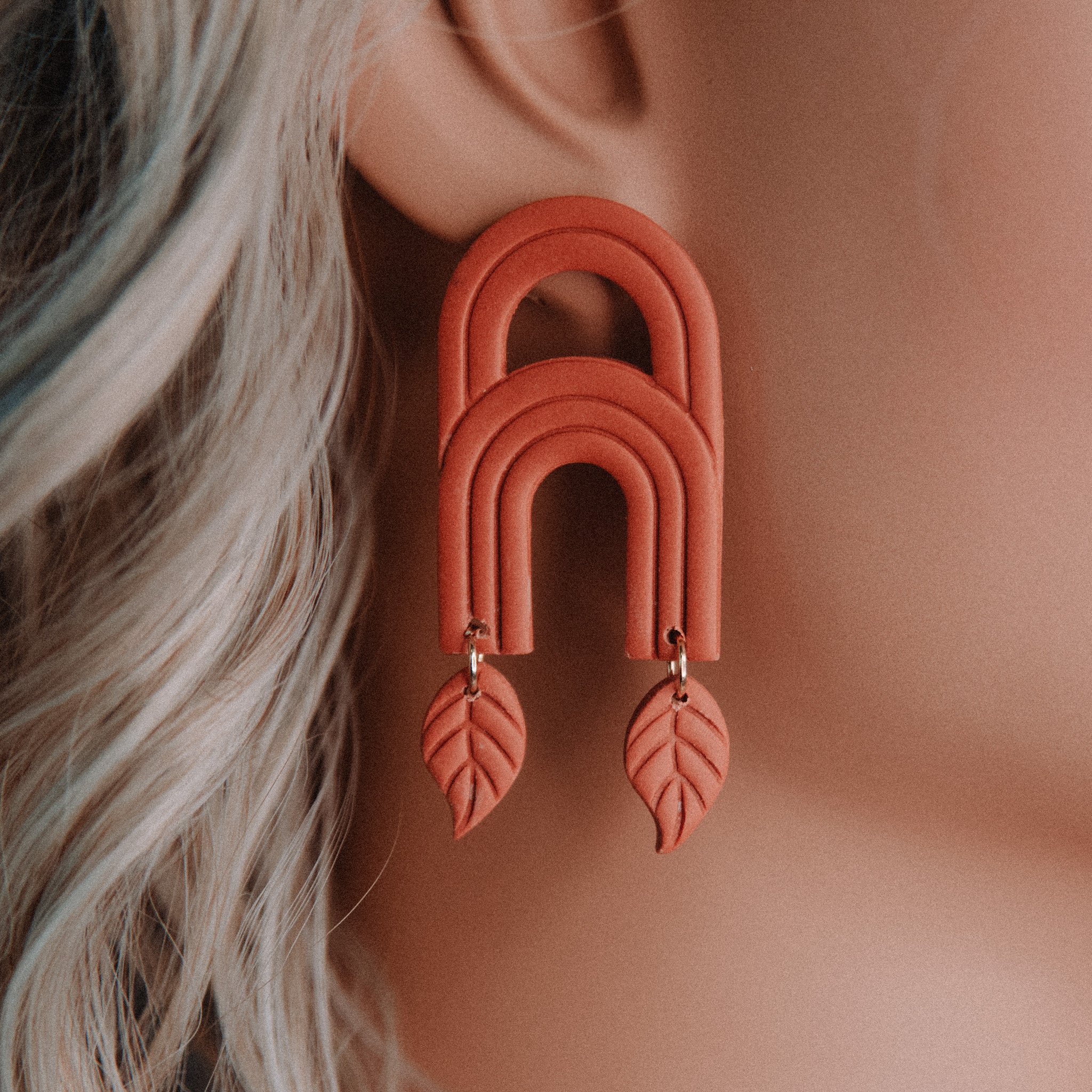 Double Arched Leaf Drop Earrings