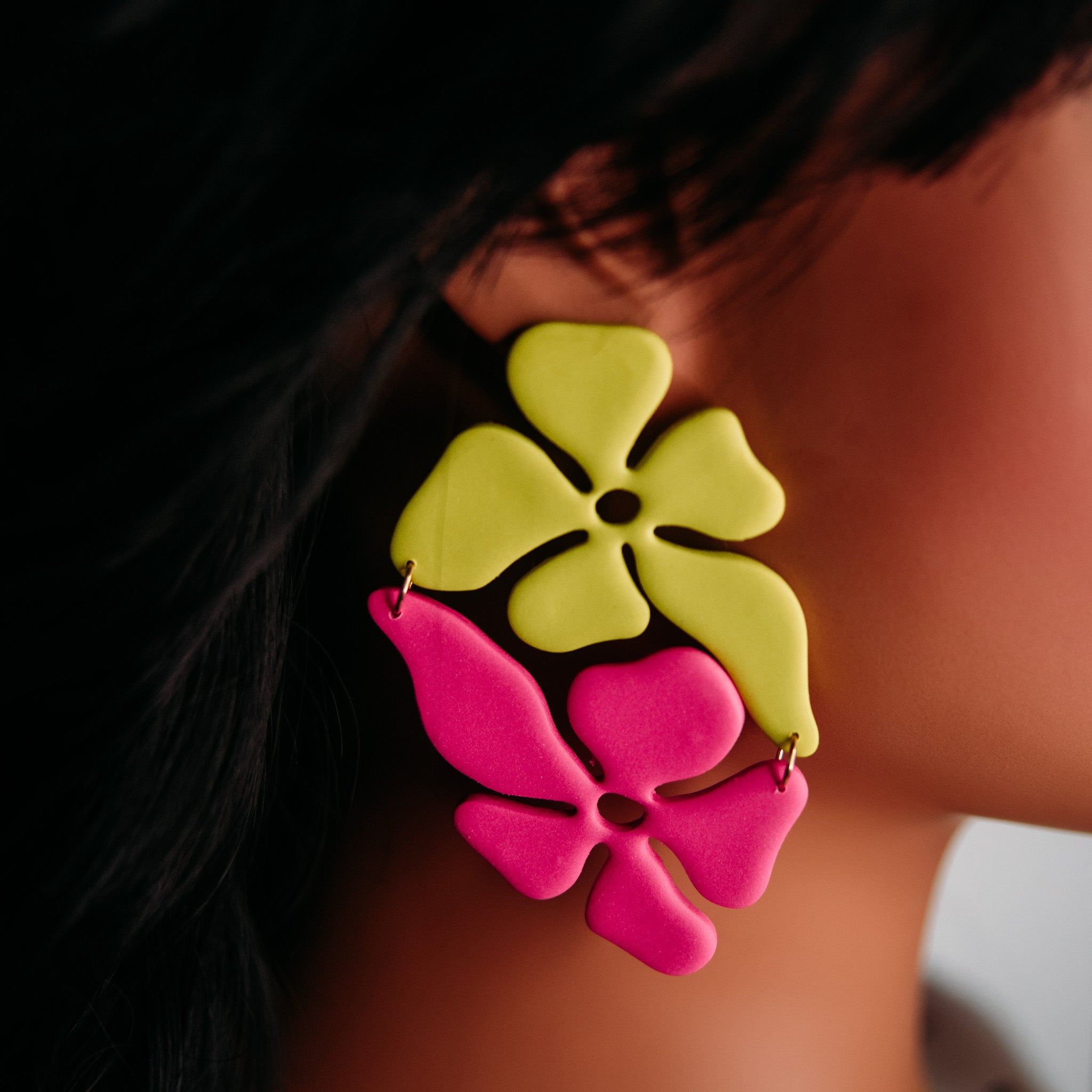 Groovy Ying-Yang Floral Statement Earrings