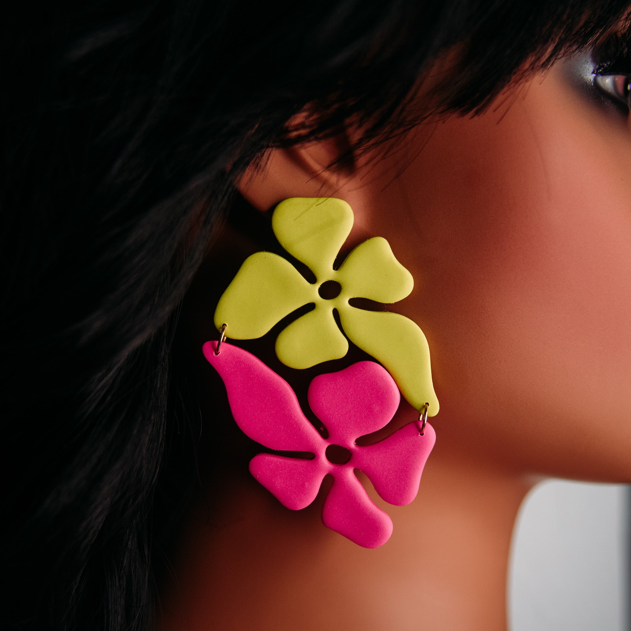 Groovy Ying-Yang Floral Statement Earrings
