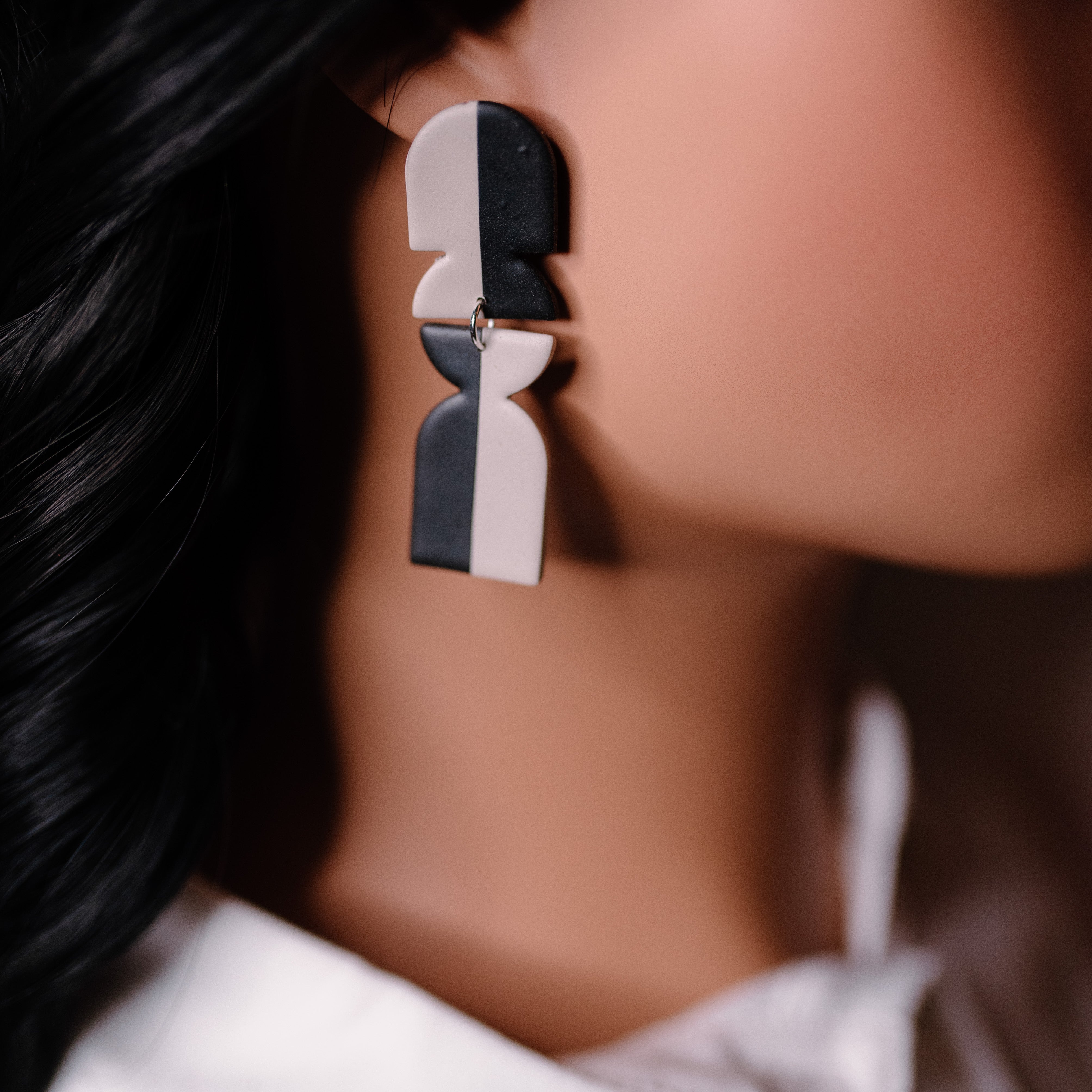 Modern Two-Toned Drop Earrings