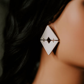 Cream Triangle Dangle Studs