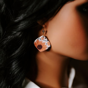 Sunflower Printed Dangle Earrings