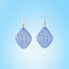 Periwinkle Floral Imprint Dangle Earrings