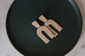 Tan Marbled Arches | Statement Polymer Clay Earrings