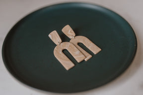 Tan Marbled Arches | Statement Polymer Clay Earrings