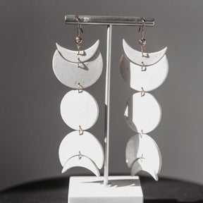 Speckled Moon Phase Dangles  | Statement Polymer Clay Earrings