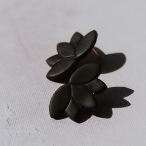 Black Lotus Flower Stud | Polymer Clay Statement Earrings