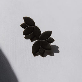 Black Lotus Flower Stud | Polymer Clay Statement Earrings