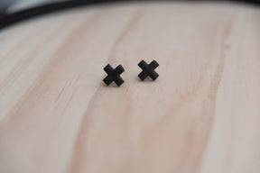 Black Mini Cross Studs | Polymer Clay Earrings