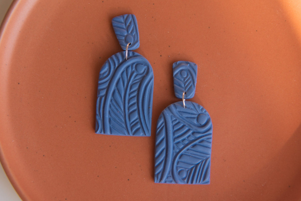 Blue Texture Series | Statement Polymer Clay Earrings