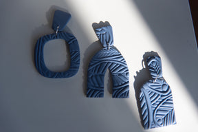Blue Texture Series | Statement Polymer Clay Earrings