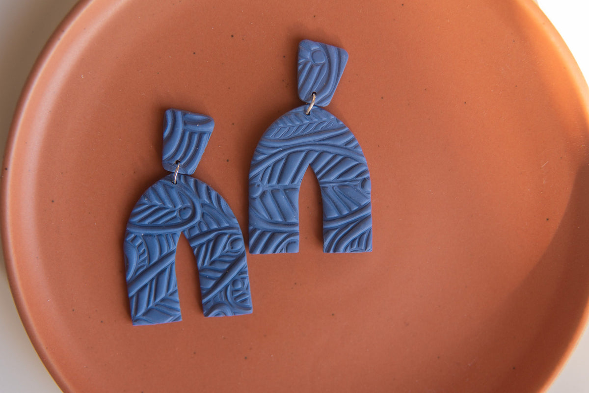 Blue Texture Series | Statement Polymer Clay Earrings
